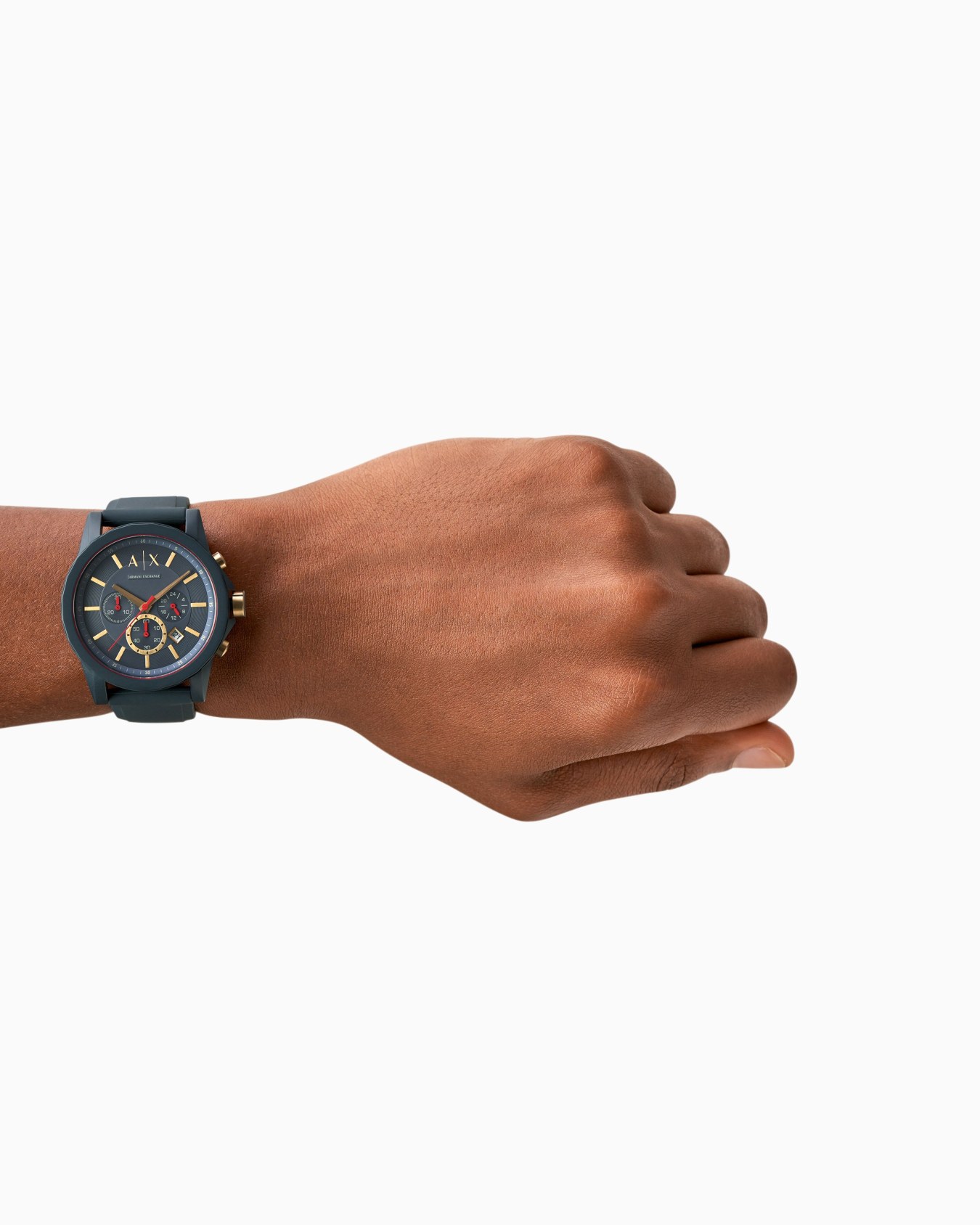 Montre à mouvement chronographe avec bracelet bleu Diapositive 1