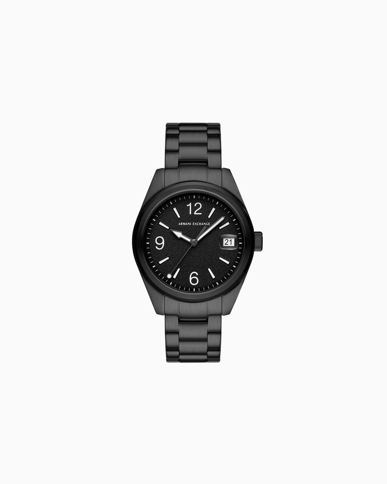 Armani Exchange Three-Hand Date Black Stainless Steel Watch Diapositiva 0