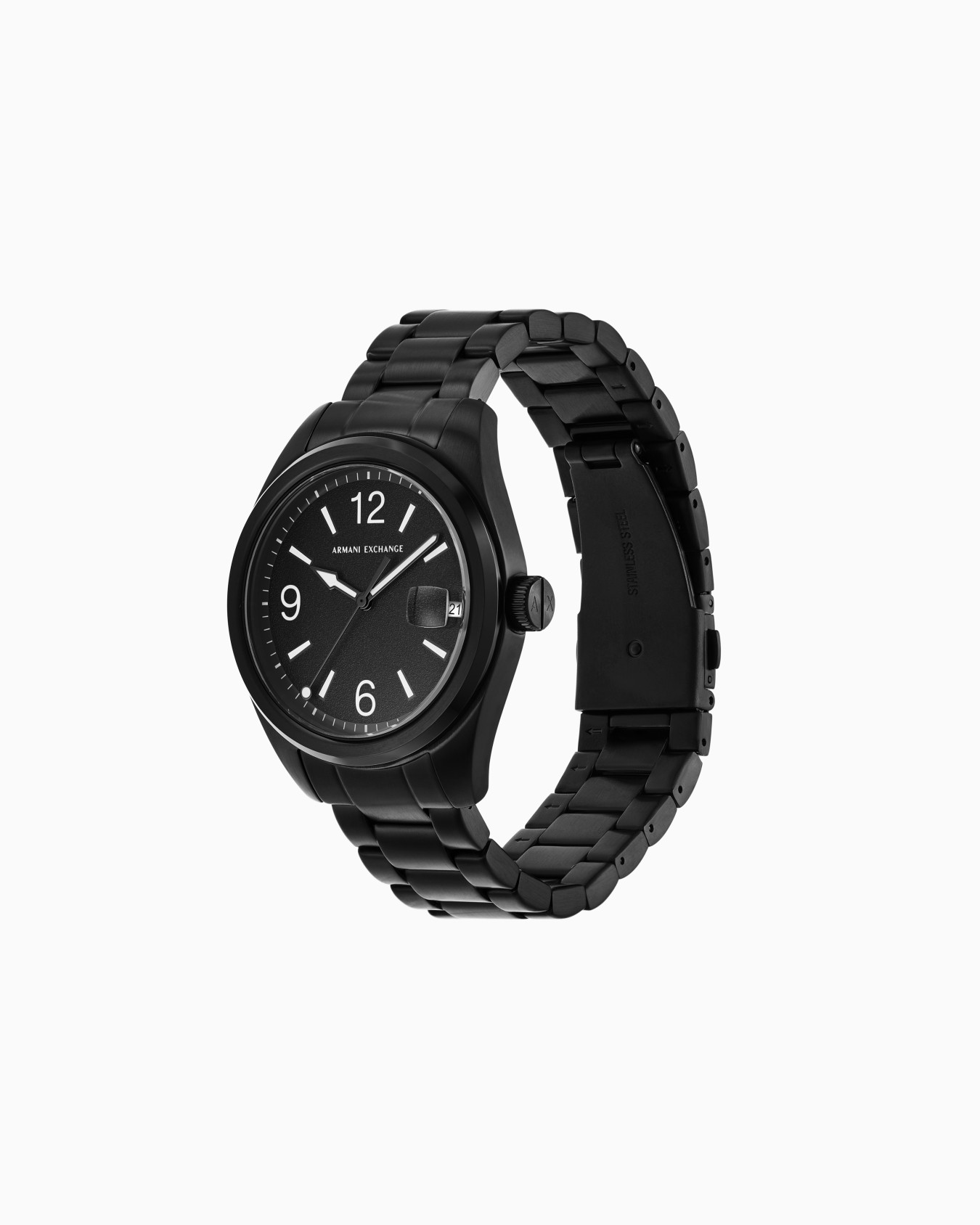 Armani Exchange Three-Hand Date Black Stainless Steel Watch Diapositiva 1