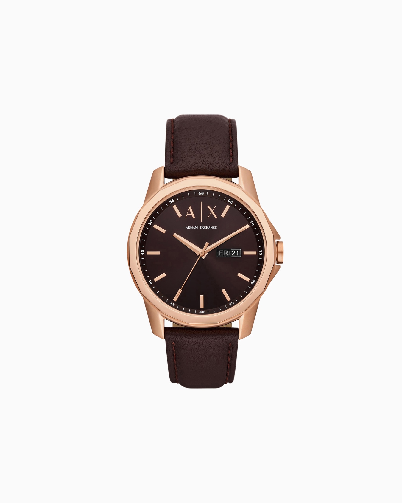 Three-hand watch with leather strap Slide 0