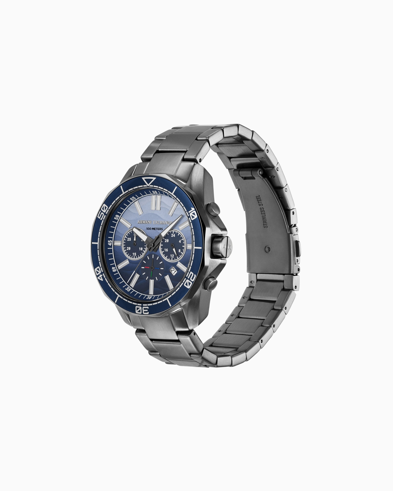 Reloj con cronógrafo de acero inoxidable gris metálico Diapositiva 2