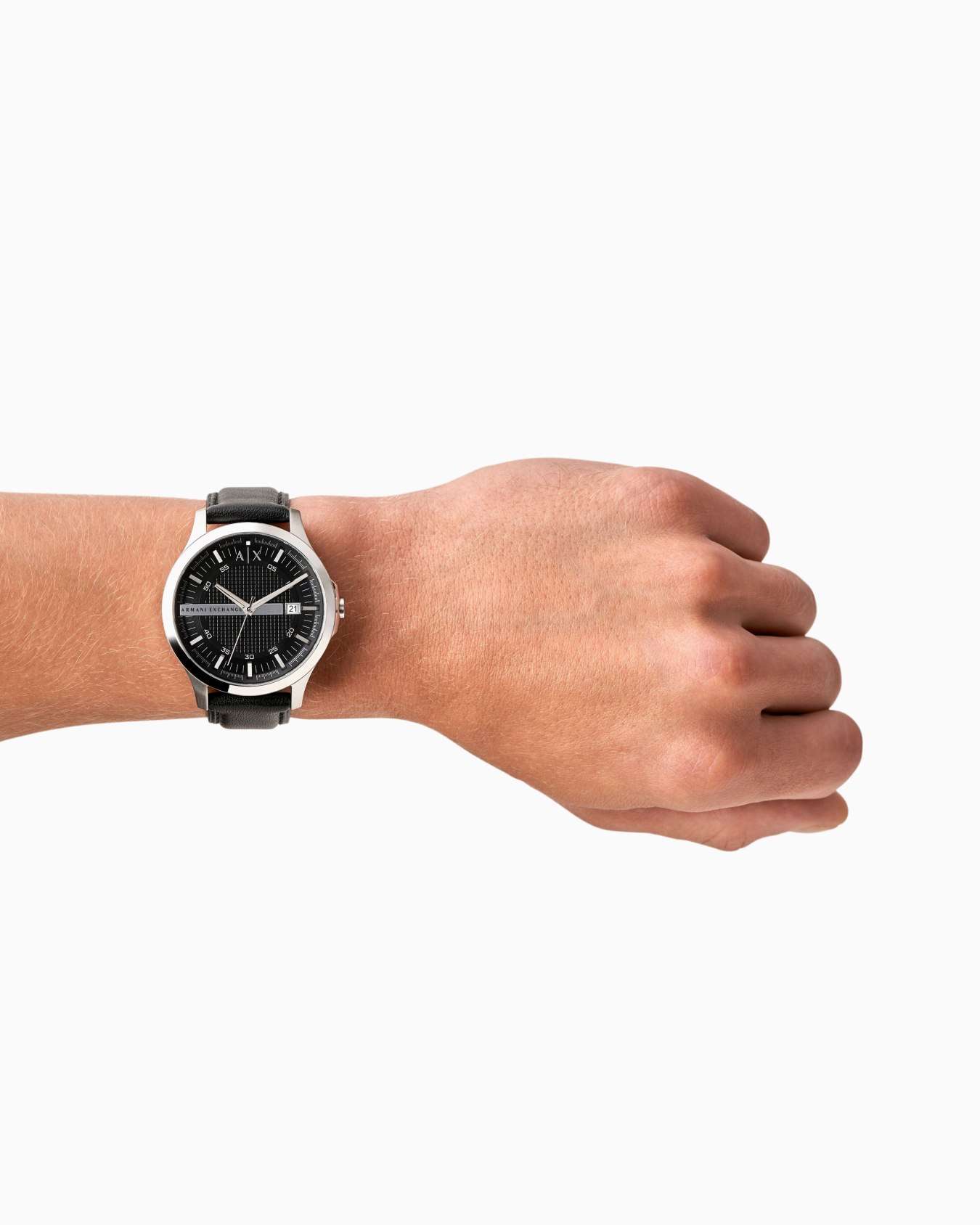 Montre à trois aiguilles avec bracelet en cuir Diapositive 1