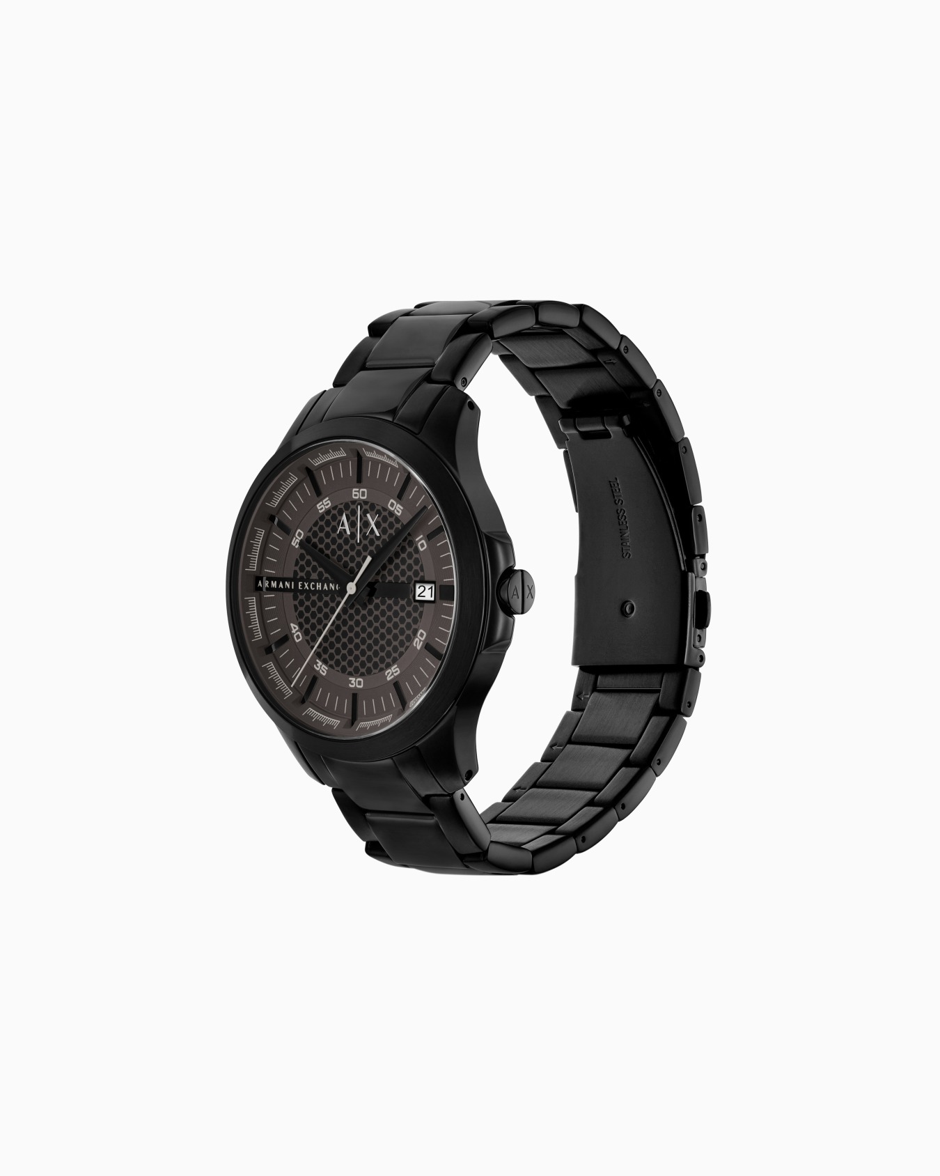  Three-Hand Date Black Stainless Steel Watch Slide 1