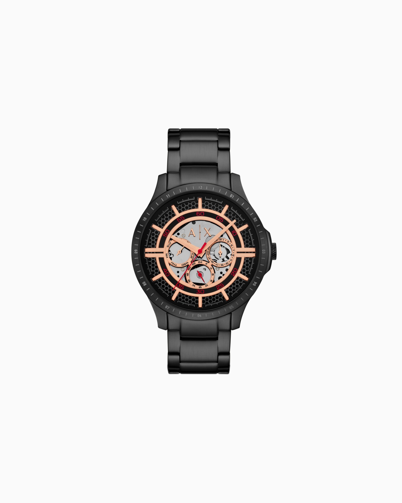  Multifunction Black Stainless Steel Watch Slide 0