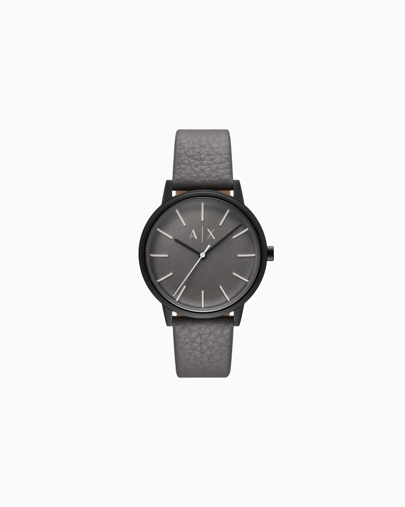  Three-Hand Gray Leather Watch Slide 0