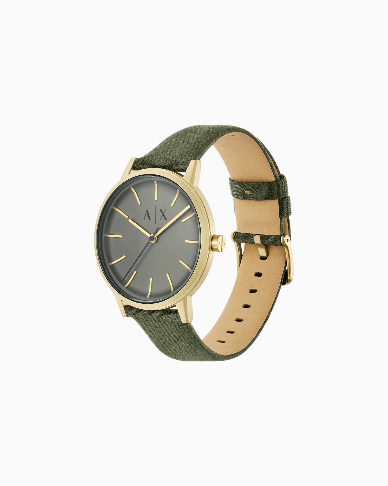 Three-Hand Green Leather Watch Slide 2