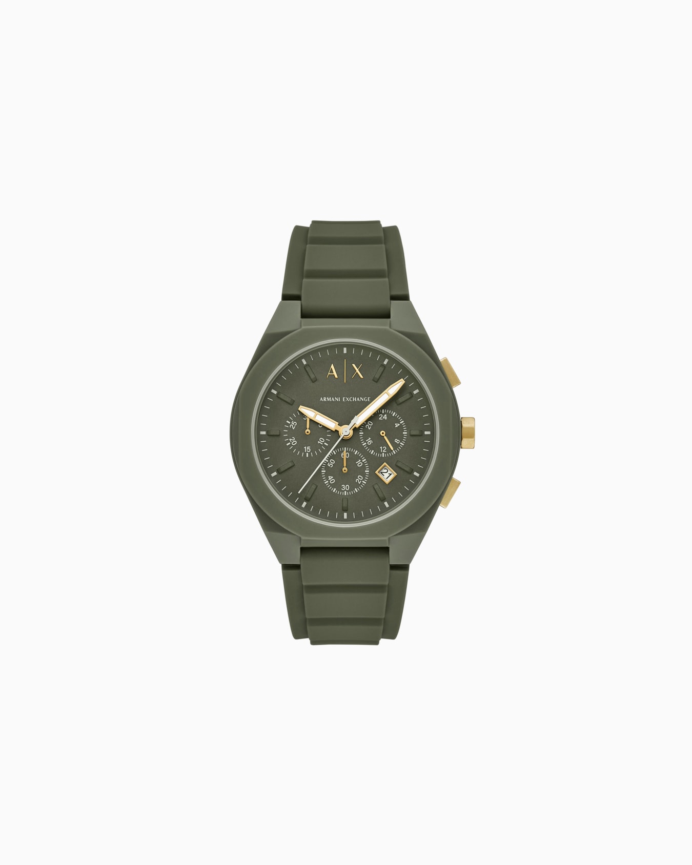 Montre chronographe en silicone vert Diapositive 0