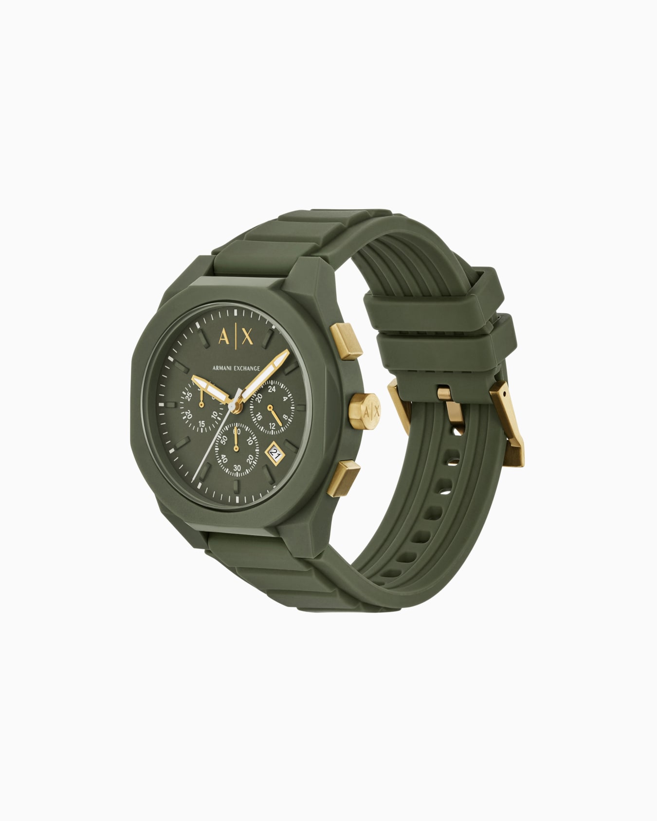 Montre chronographe en silicone vert Diapositive 2