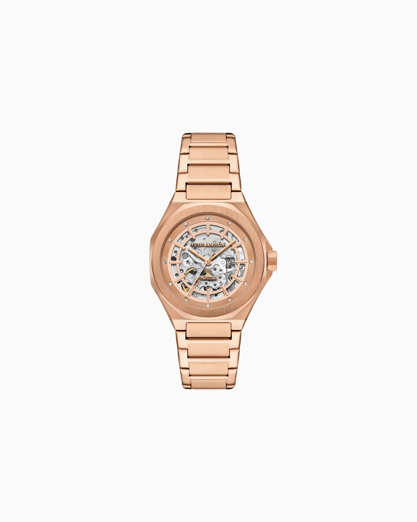 Montre automatique en acier inoxydable couleur or rose Diapositive 0