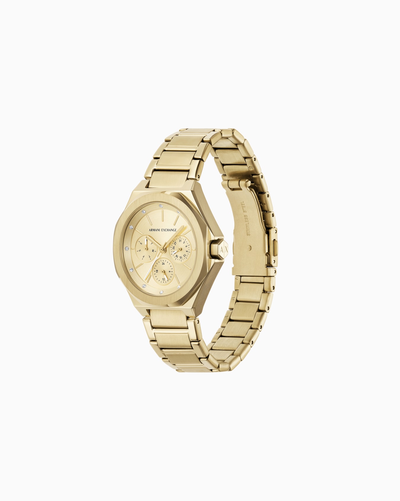 Orologio multifunzione in acciaio inox oro Slide 2