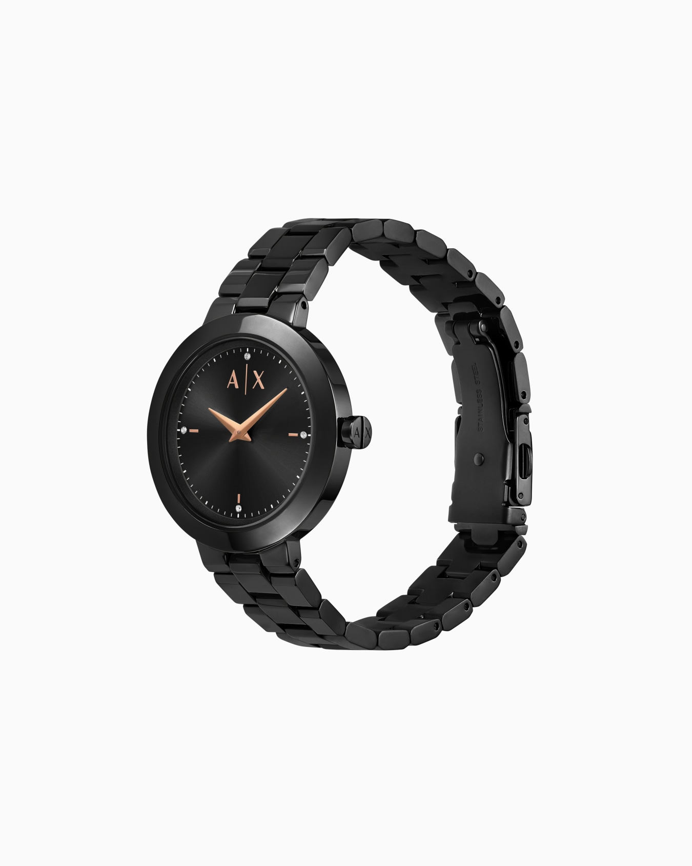  Two-Hand Black Stainless Steel Watch Slide 1