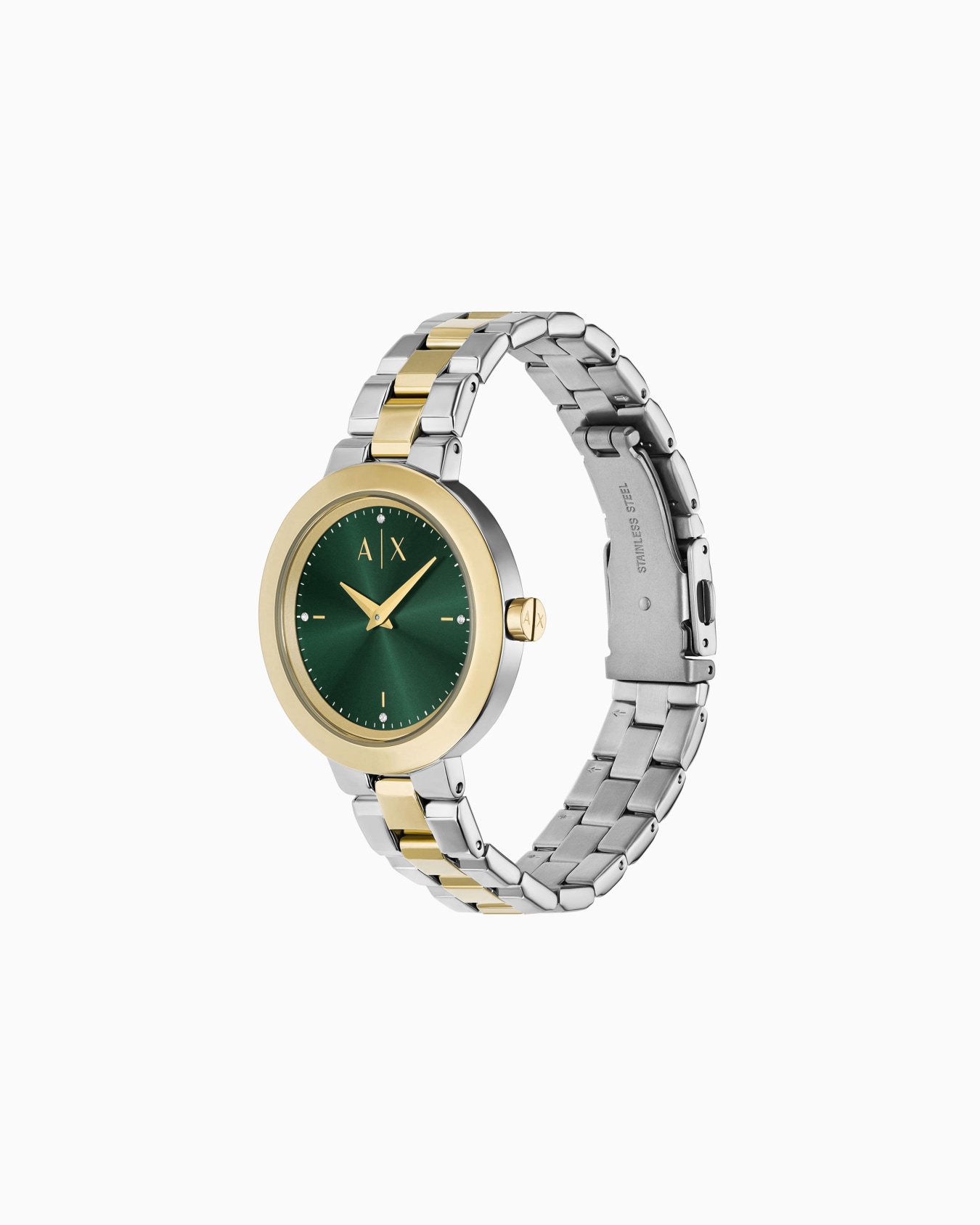 Montre à deux aiguilles en acier inoxydable bicolore Diapositive 1