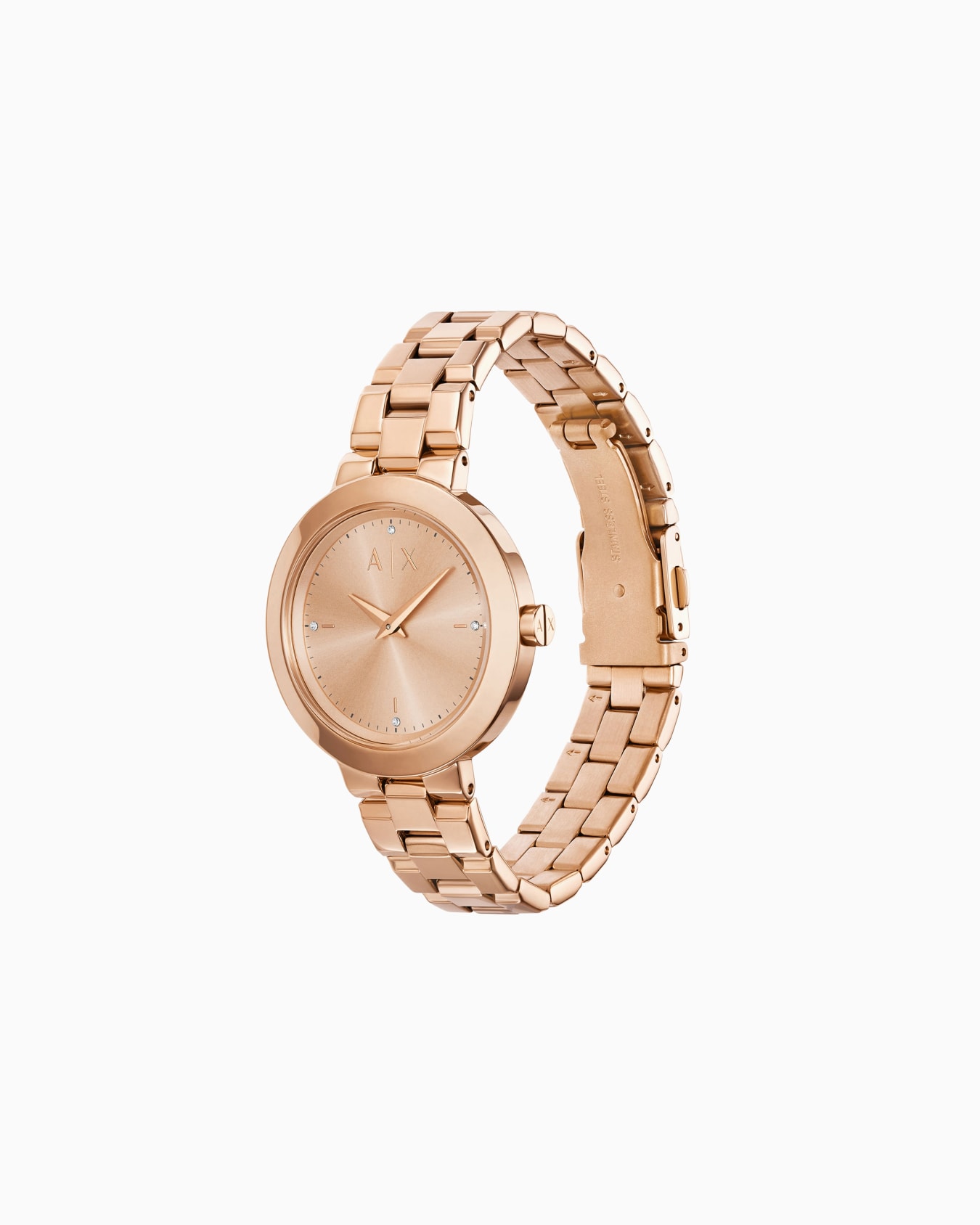Two-Hand Rose Gold-Tone Stainless Steel Watch Slide 1