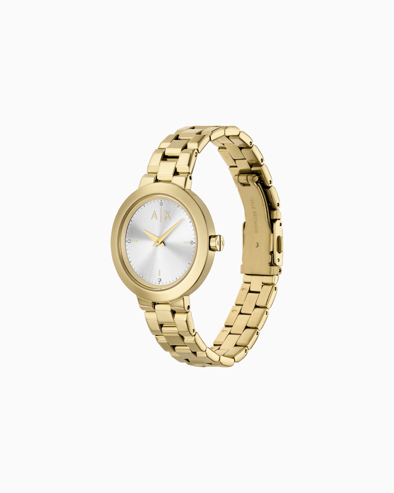  Two-Hand Gold-Tone Stainless Steel Watch Slide 1