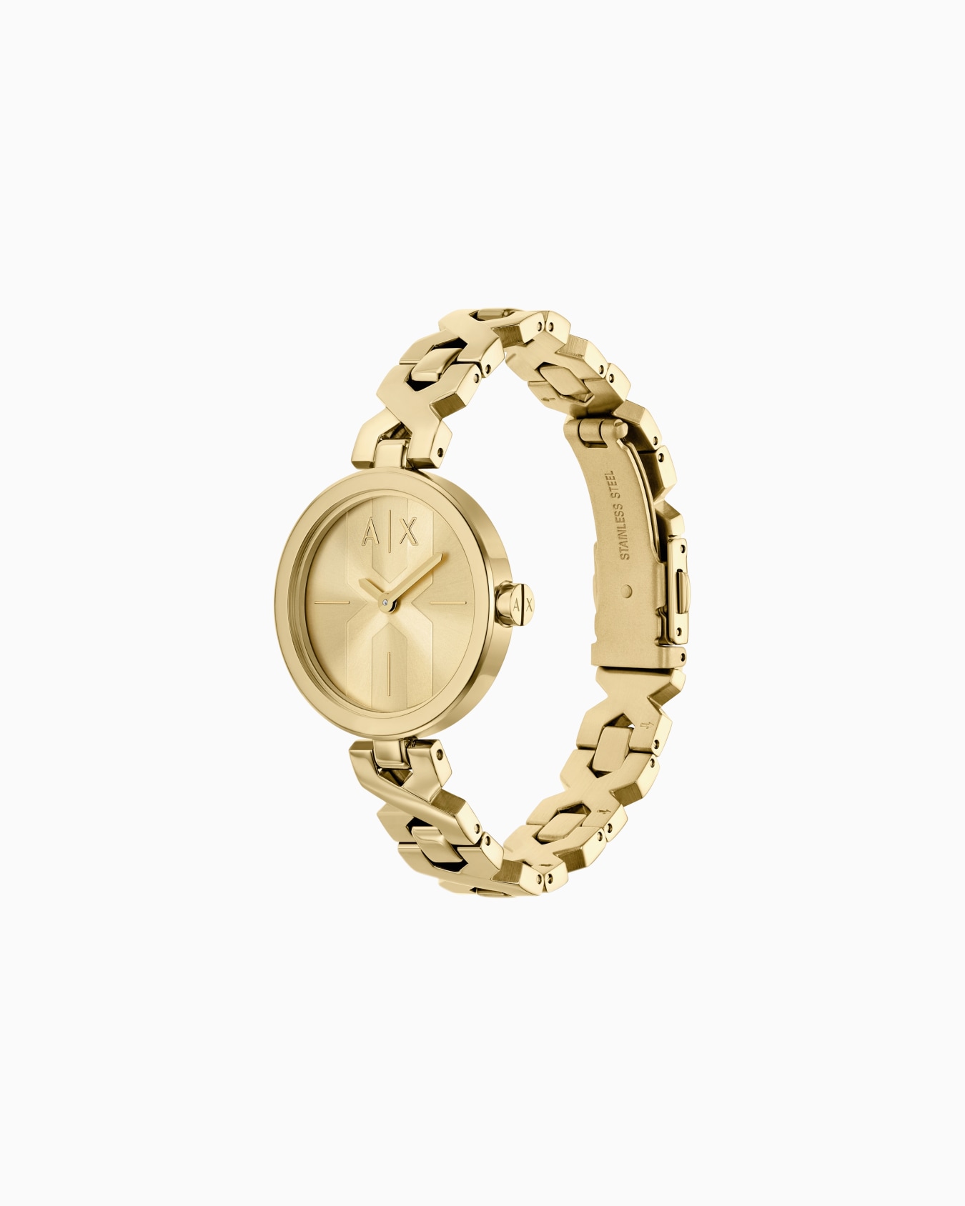 Zweizeigeruhr aus Edelstahl in Gold Folie 1