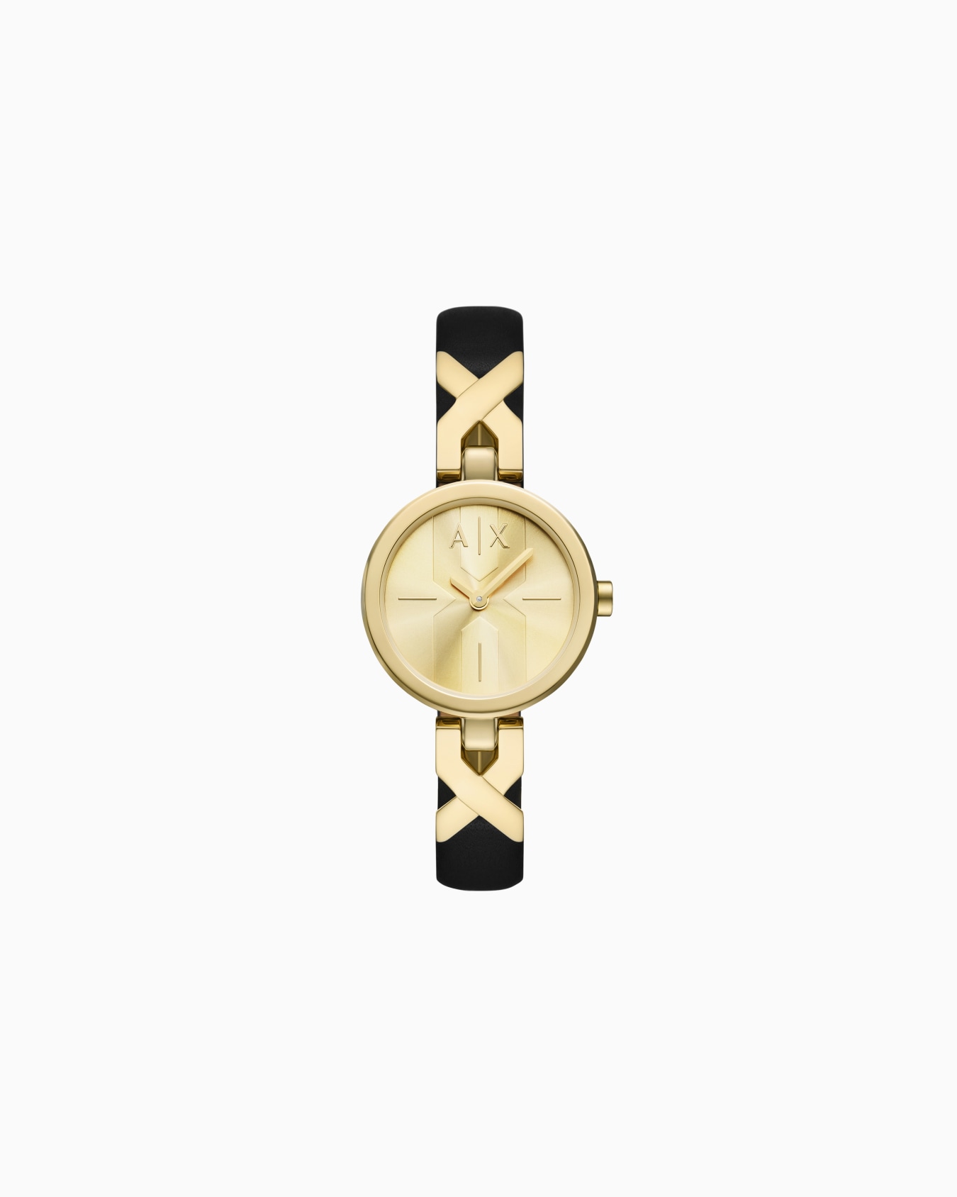  Two-Hand Black Leather Watch Slide 0