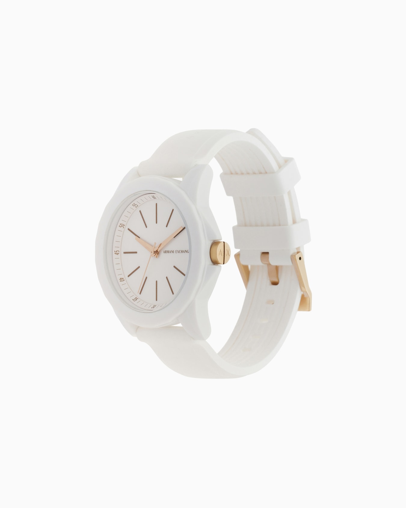 Armani Exchange Three-Hand White Silicone Watch and Luggage Tag Gift Set Diapositive 1