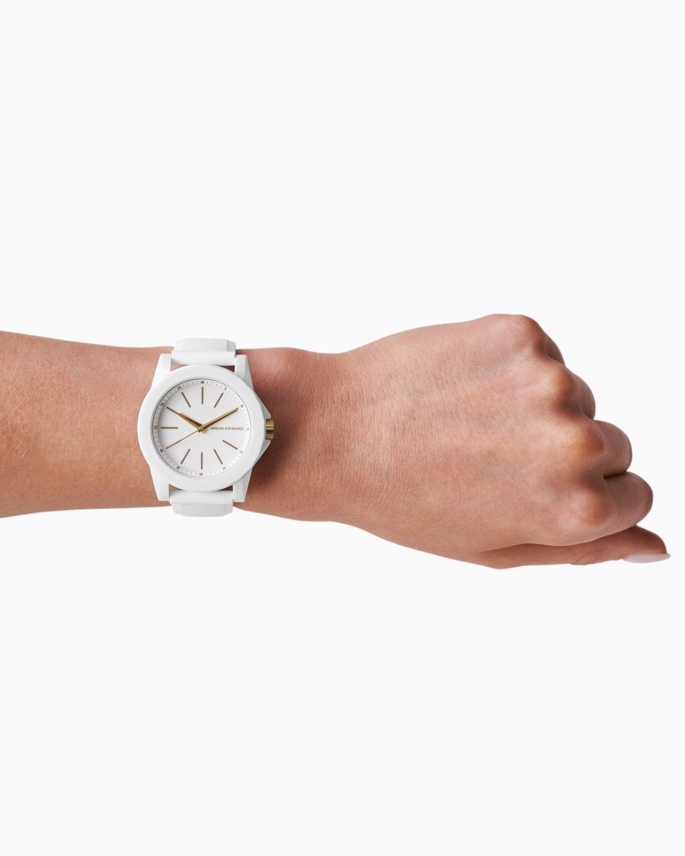 Armani Exchange Three-Hand White Silicone Watch and Luggage Tag Gift Set Slide 1