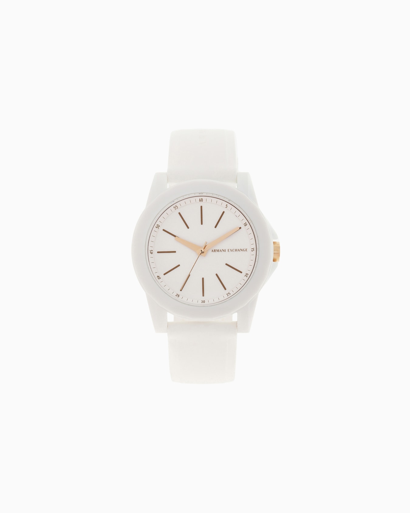 Armani Exchange Three-Hand White Silicone Watch and Luggage Tag Gift Set Slide 0