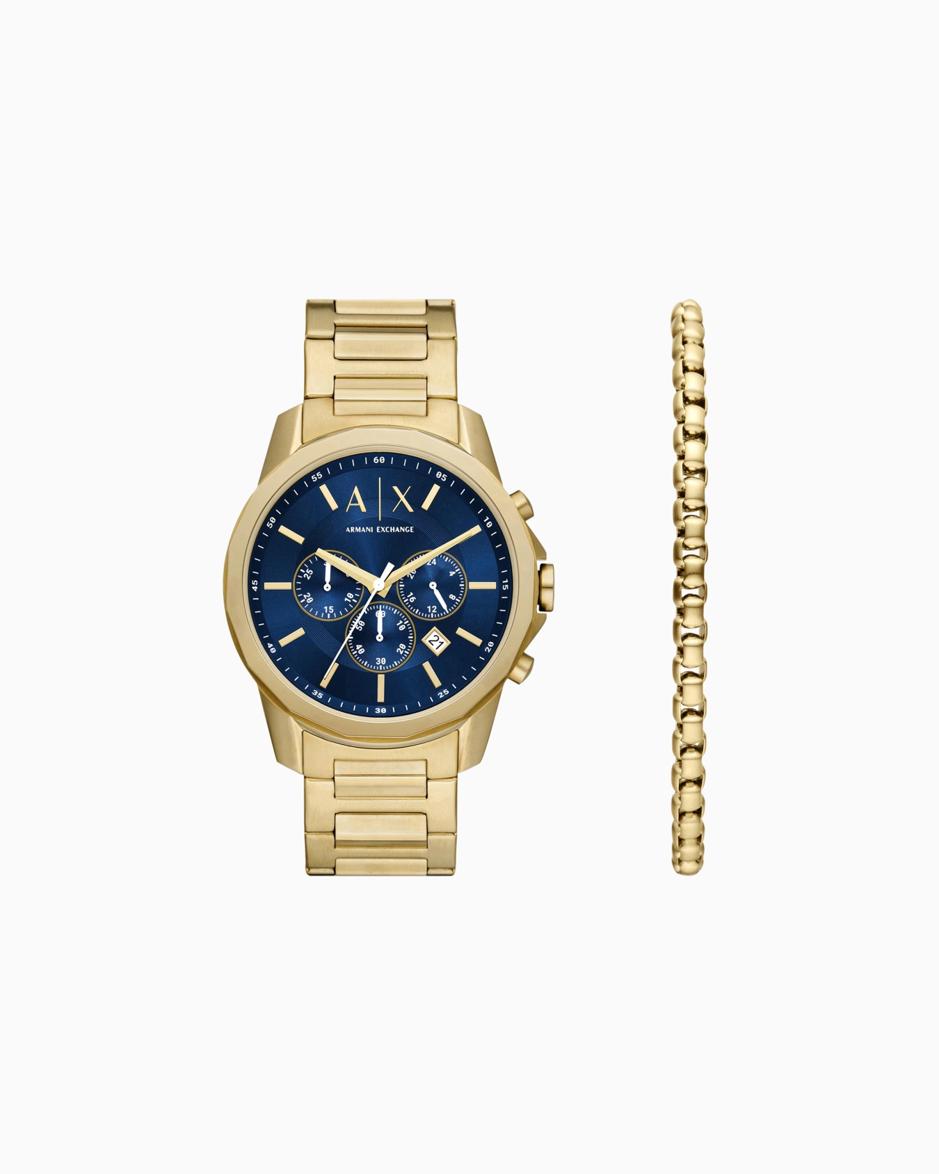 Gold-Tone Stainless Steel Chronograph Watch and Bracelet Set Slide 0