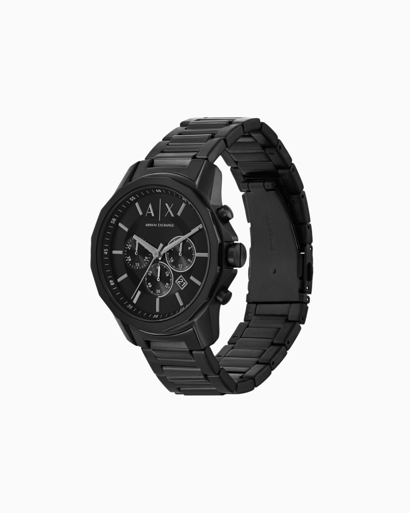 Armani Exchange Chronograph Black Stainless Steel Watch and Bracelet Set Slide 1