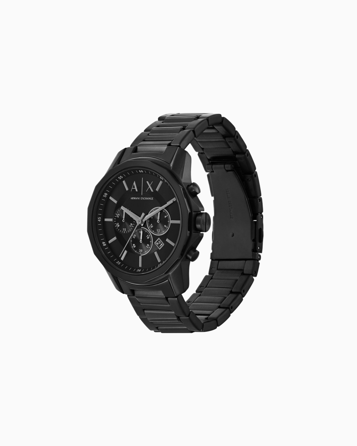 Armani Exchange Chronograph Black Stainless Steel Watch and Bracelet Set Slide 2