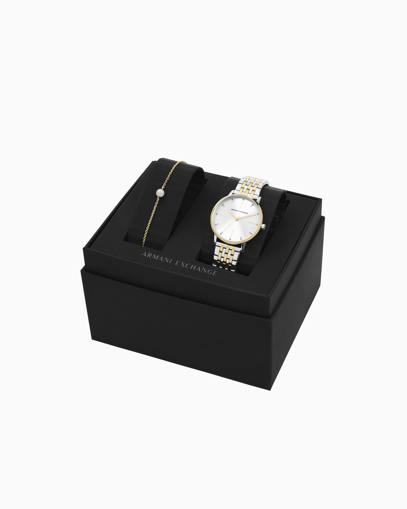 Ensemble montre et bracelet en acier inoxydable à trois aiguilles bicolores Diapositive 3