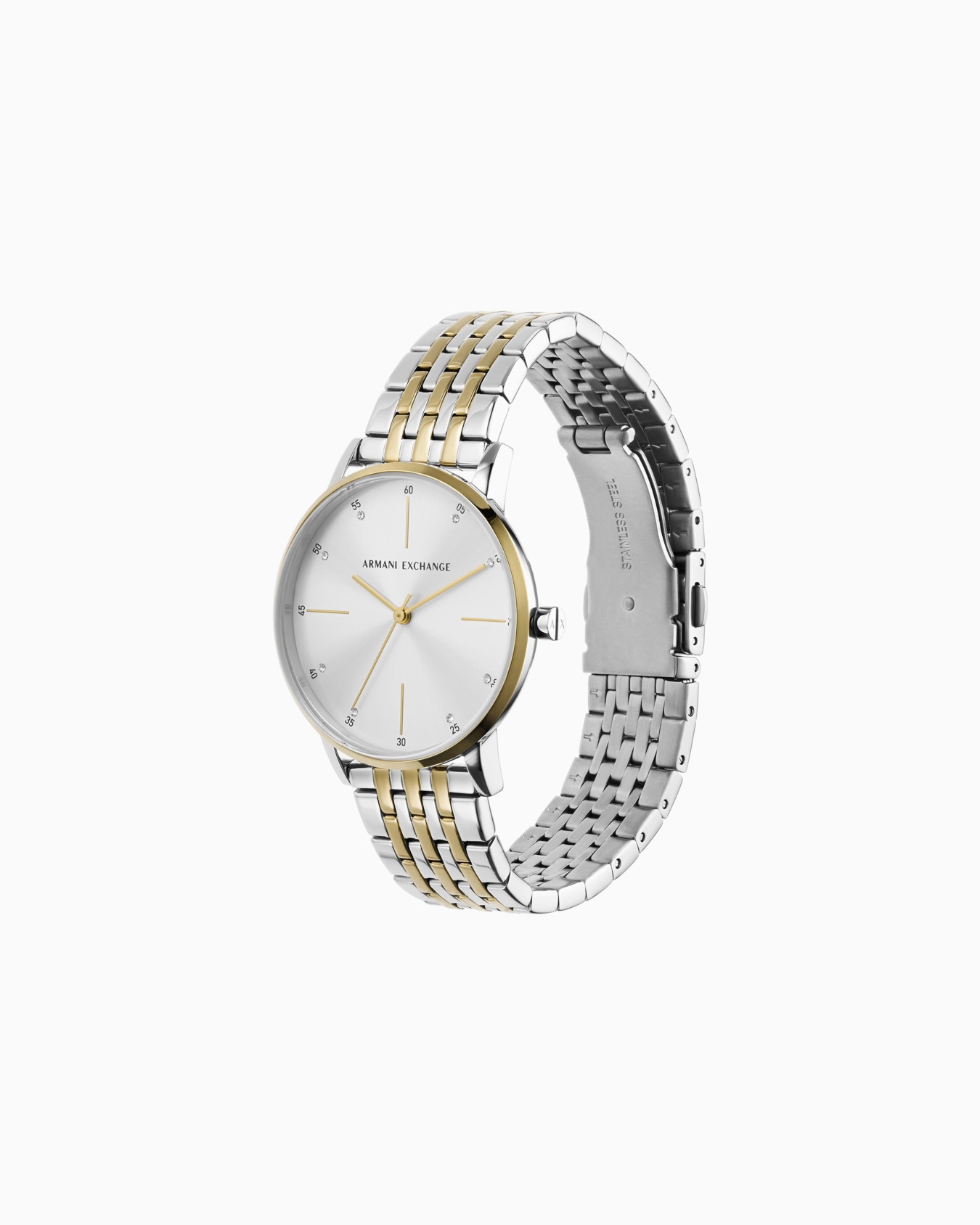 Ensemble montre et bracelet en acier inoxydable à trois aiguilles bicolores Diapositive 2