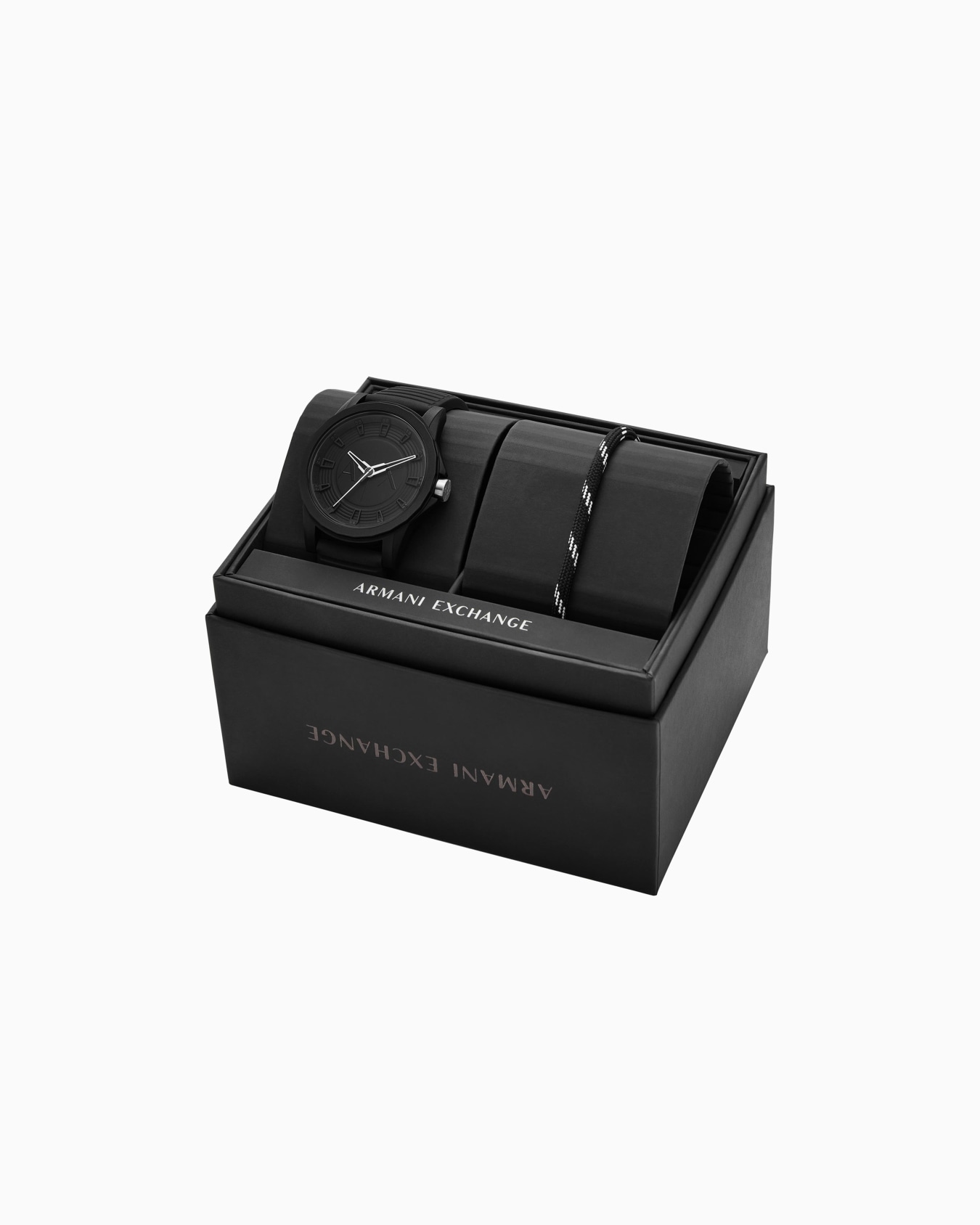 Conjunto de reloj y pulsera de silicona negra de tres agujas Diapositiva 2