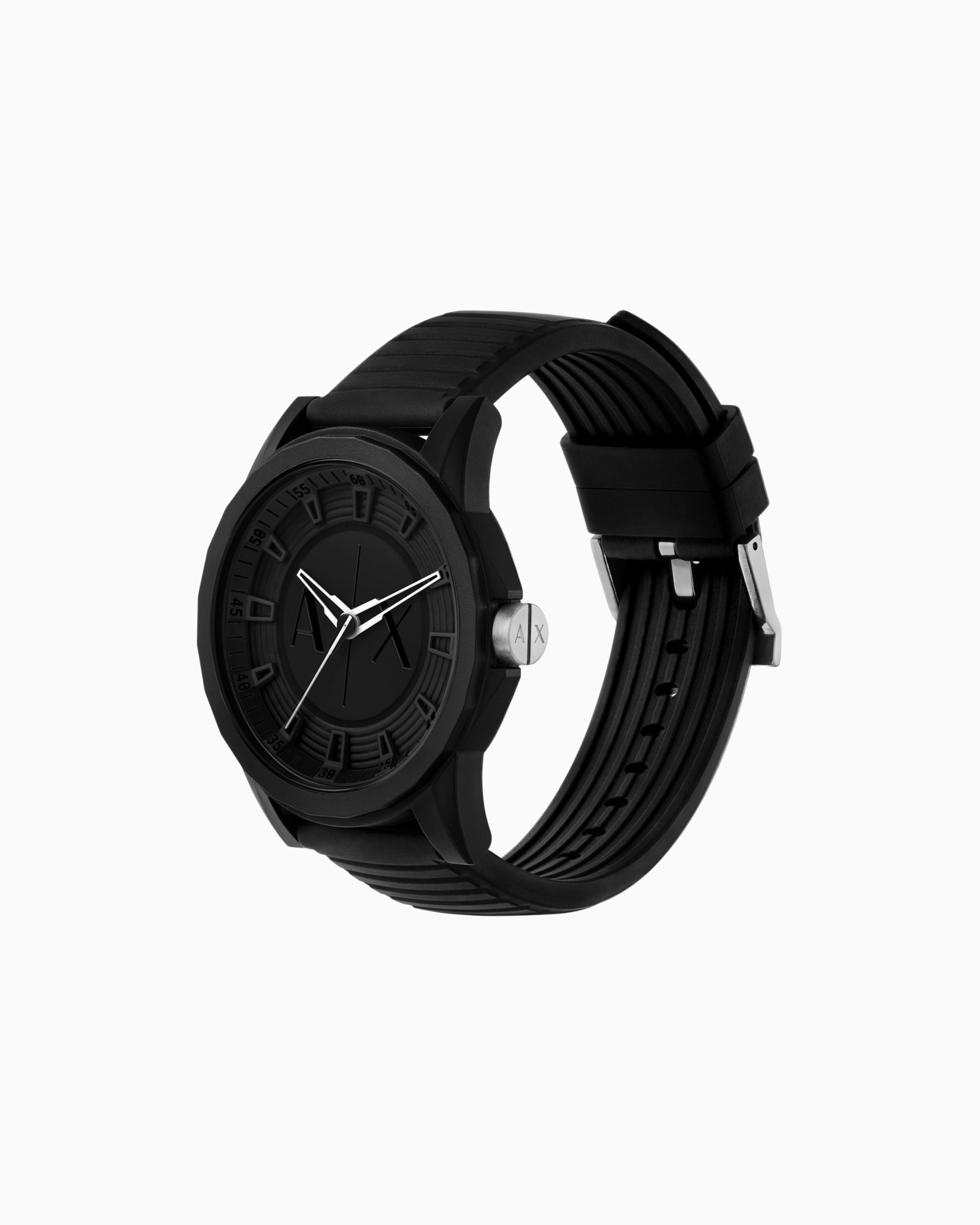 Conjunto de reloj y pulsera de silicona negra de tres agujas Diapositiva 1