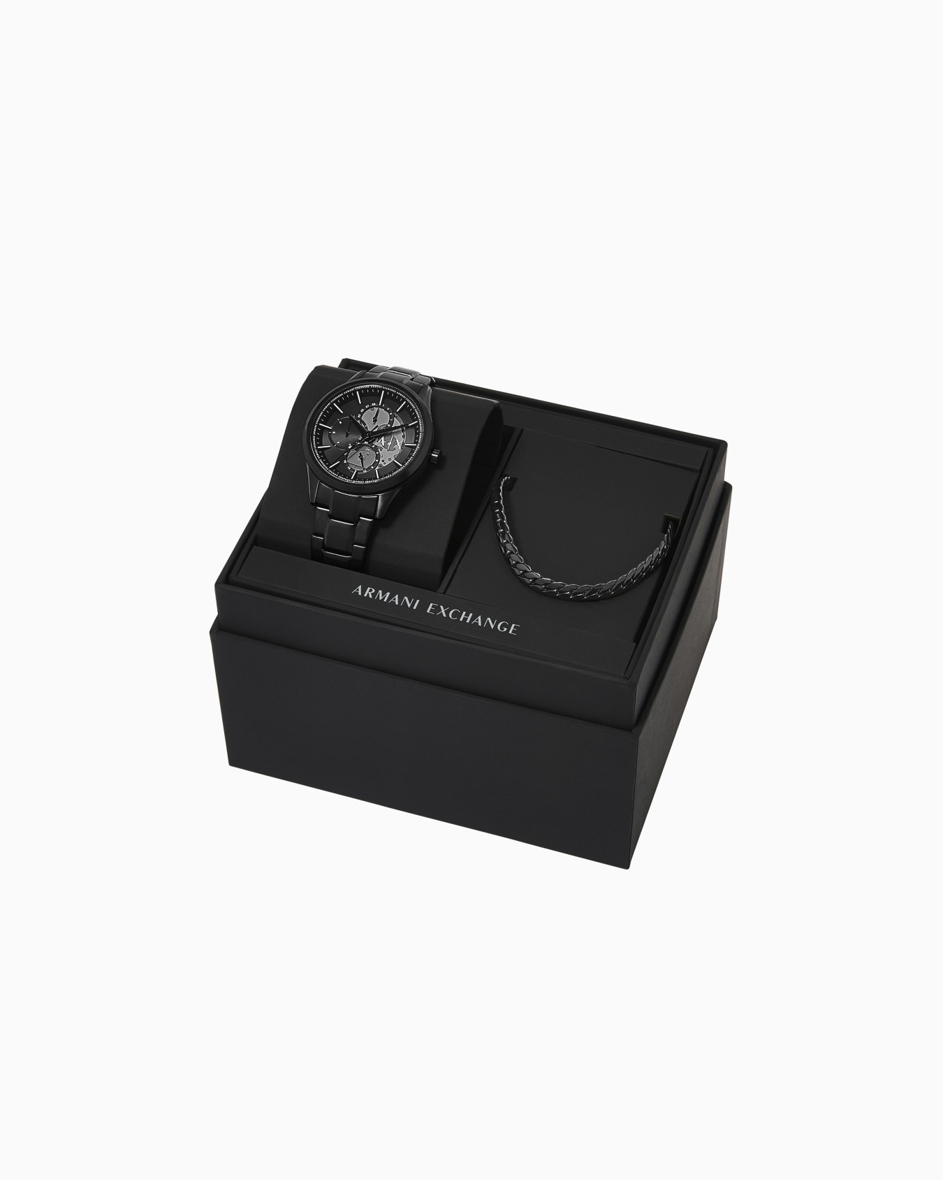  Multifunction Black Stainless Steel Watch and Necklace Set Slide 2