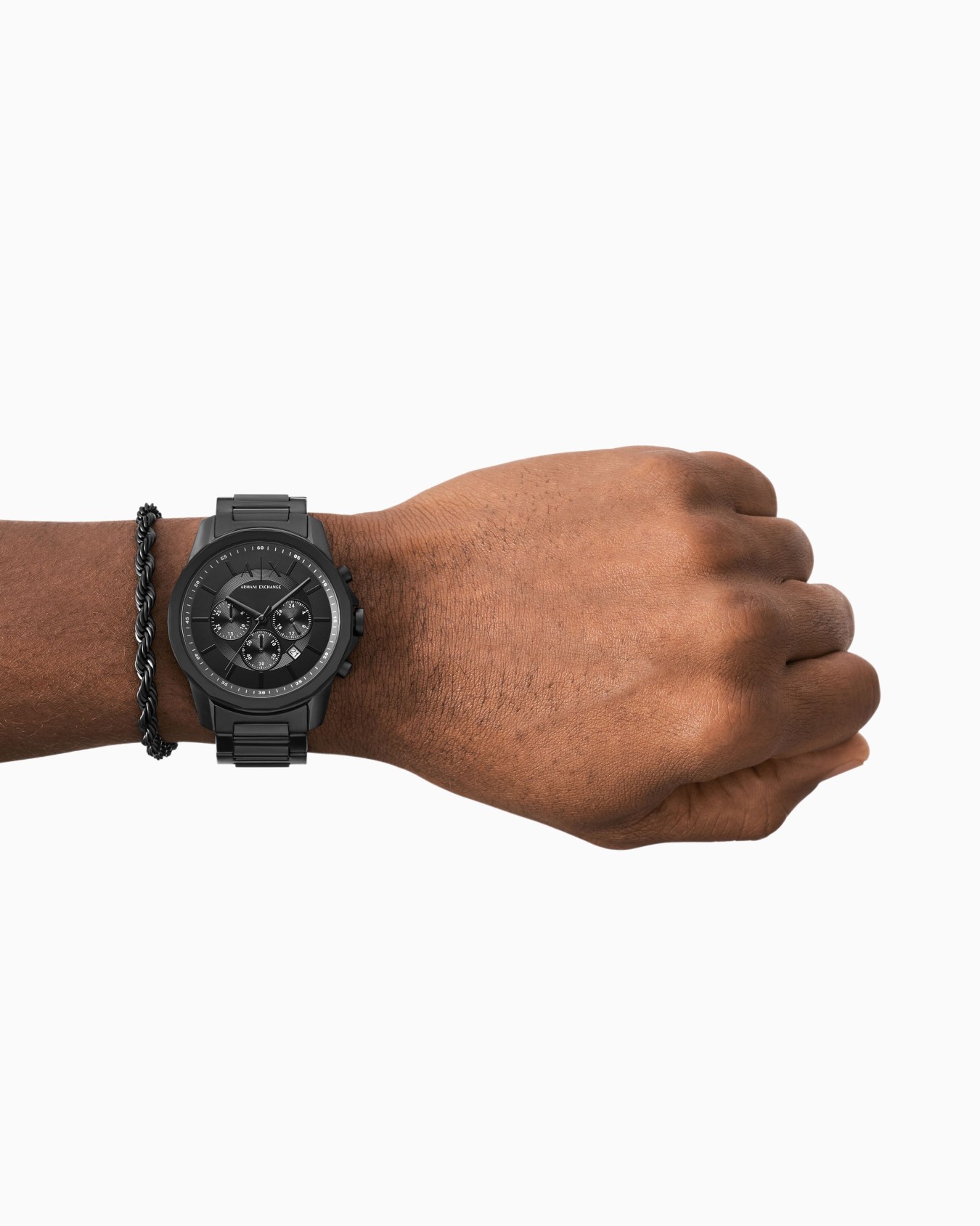  Chronograph Black Stainless Steel Watch and Bracelet Set Diapositiva 1