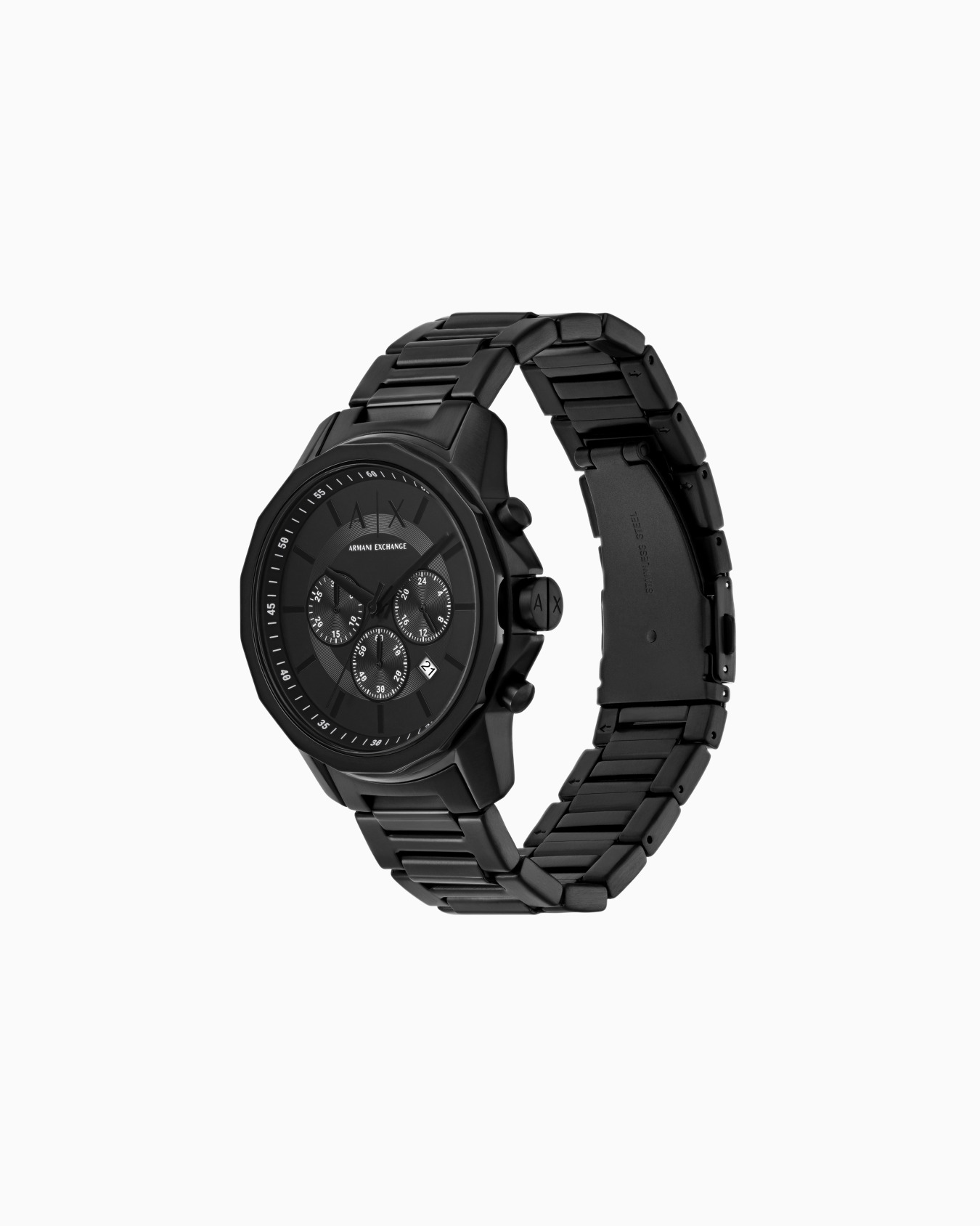 Chronograph Black Stainless Steel Watch and Bracelet Set Diapositiva 2