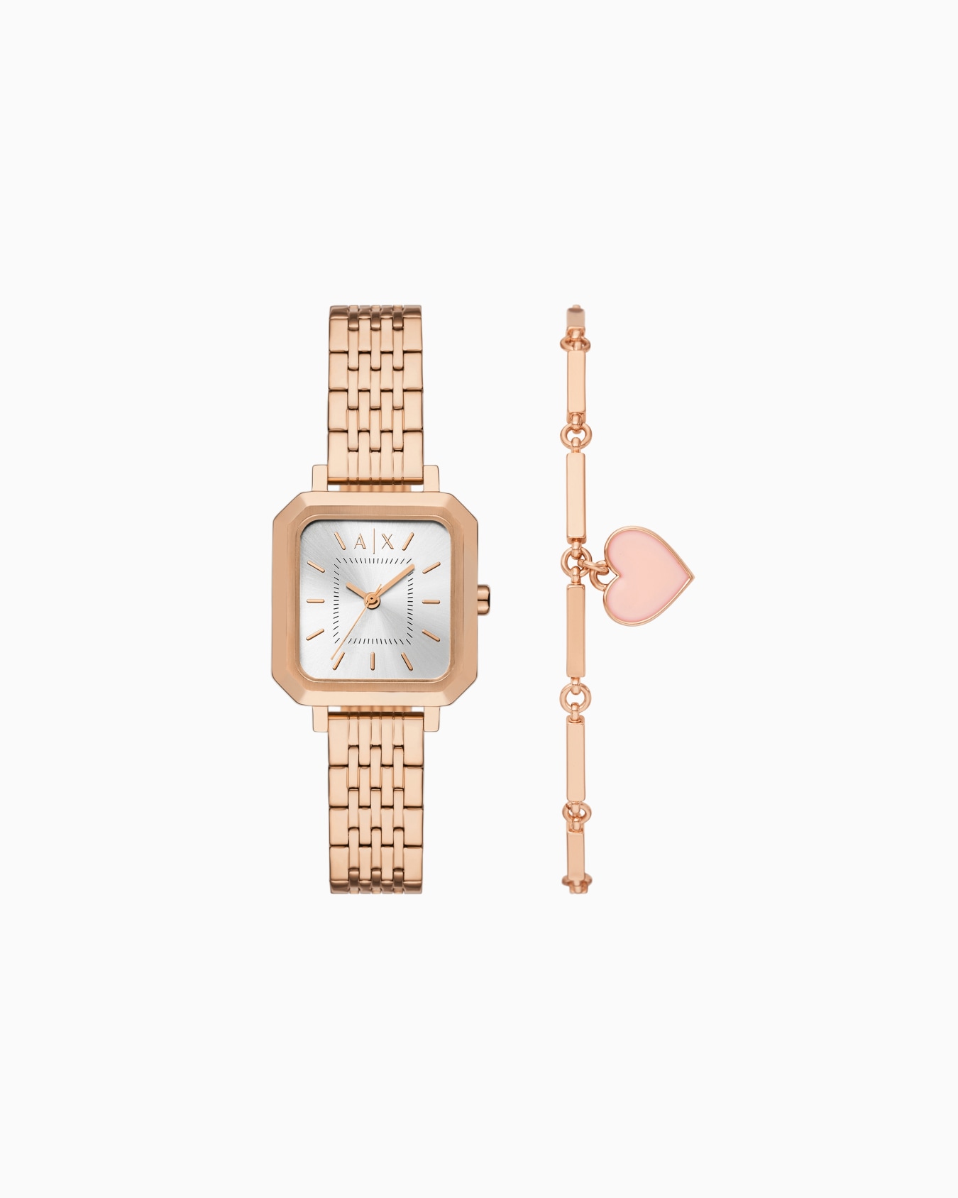 Armani Exchange Three-Hand Rose Gold-Tone Stainless Steel Watch and Bracelet Set Folie 0