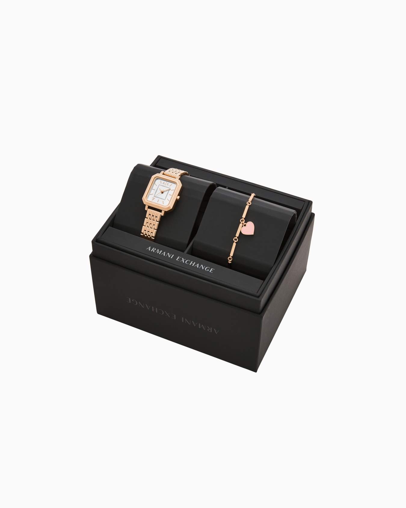 Armani Exchange Three-Hand Rose Gold-Tone Stainless Steel Watch and Bracelet Set Folie 2