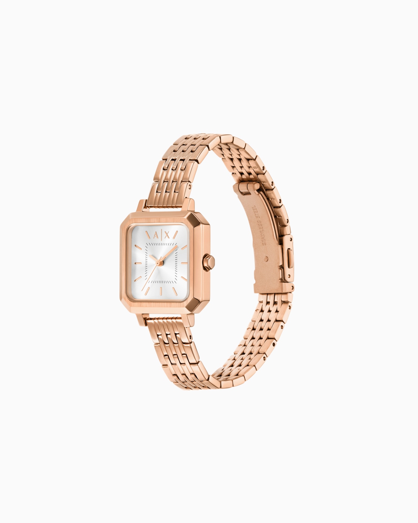 Armani Exchange Three-Hand Rose Gold-Tone Stainless Steel Watch and Bracelet Set Diapositiva 2