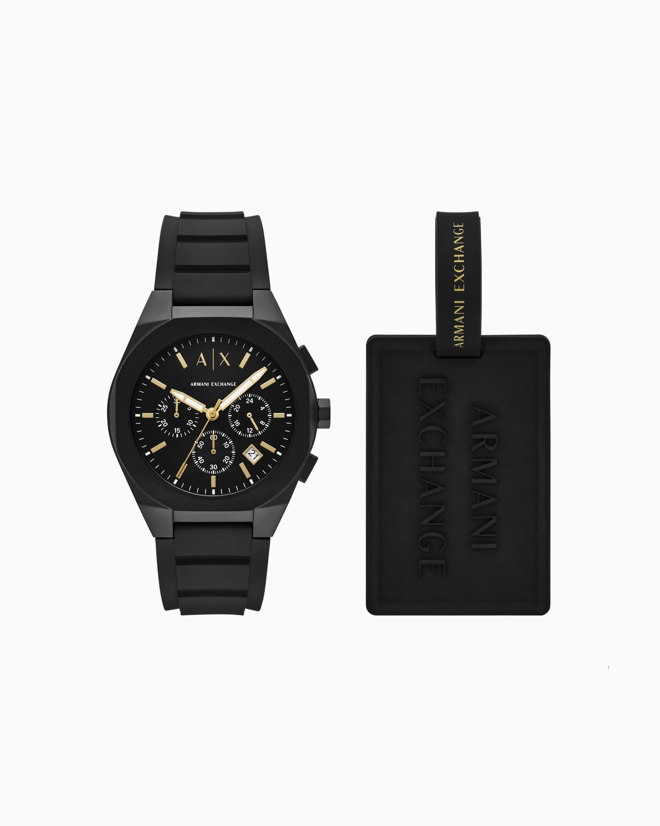  Chronograph Black Silicone Watch and luggage tag Slide 0