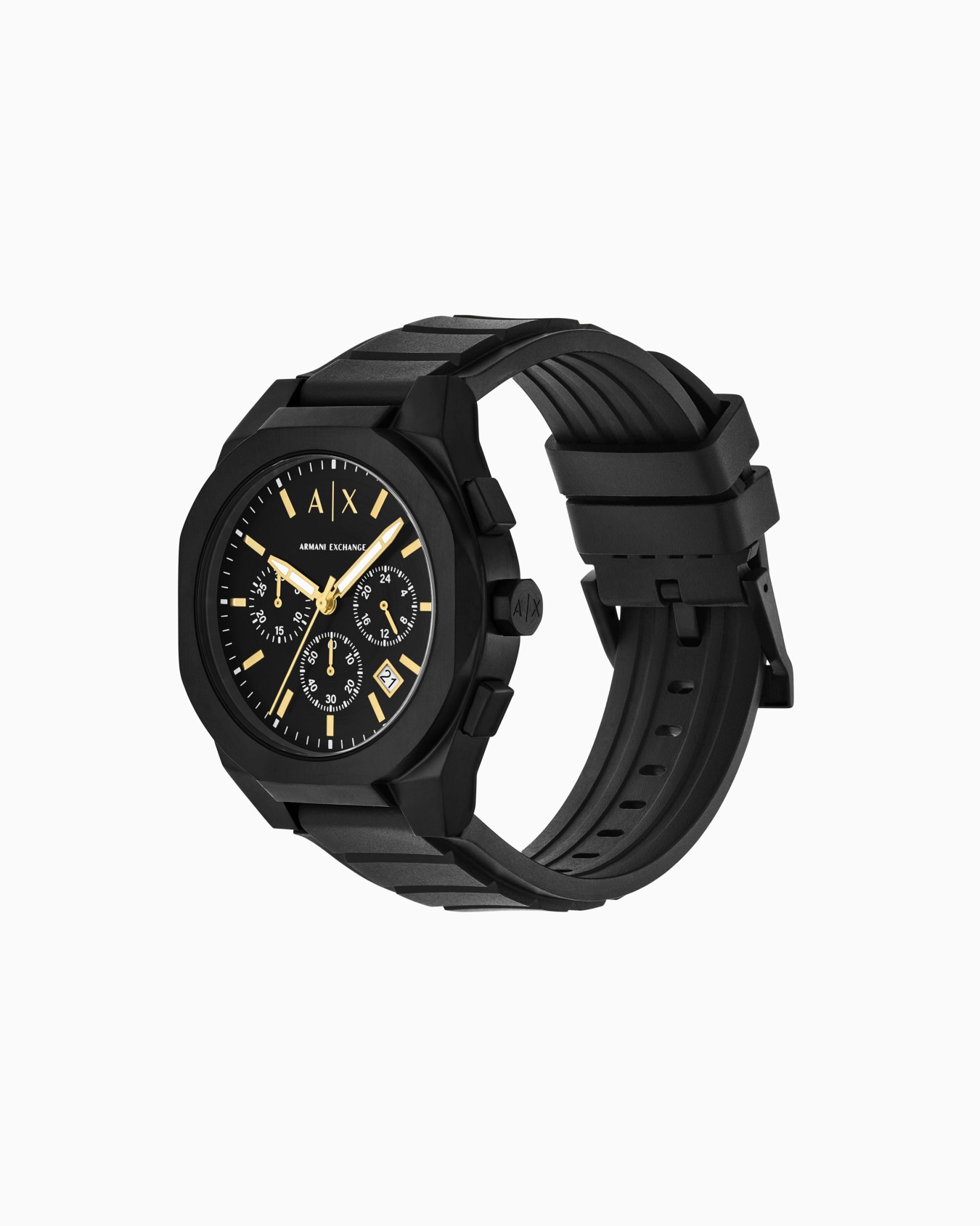 Set de etiquetas para equipaje y reloj con cronógrafo de silicona negra Diapositiva 2