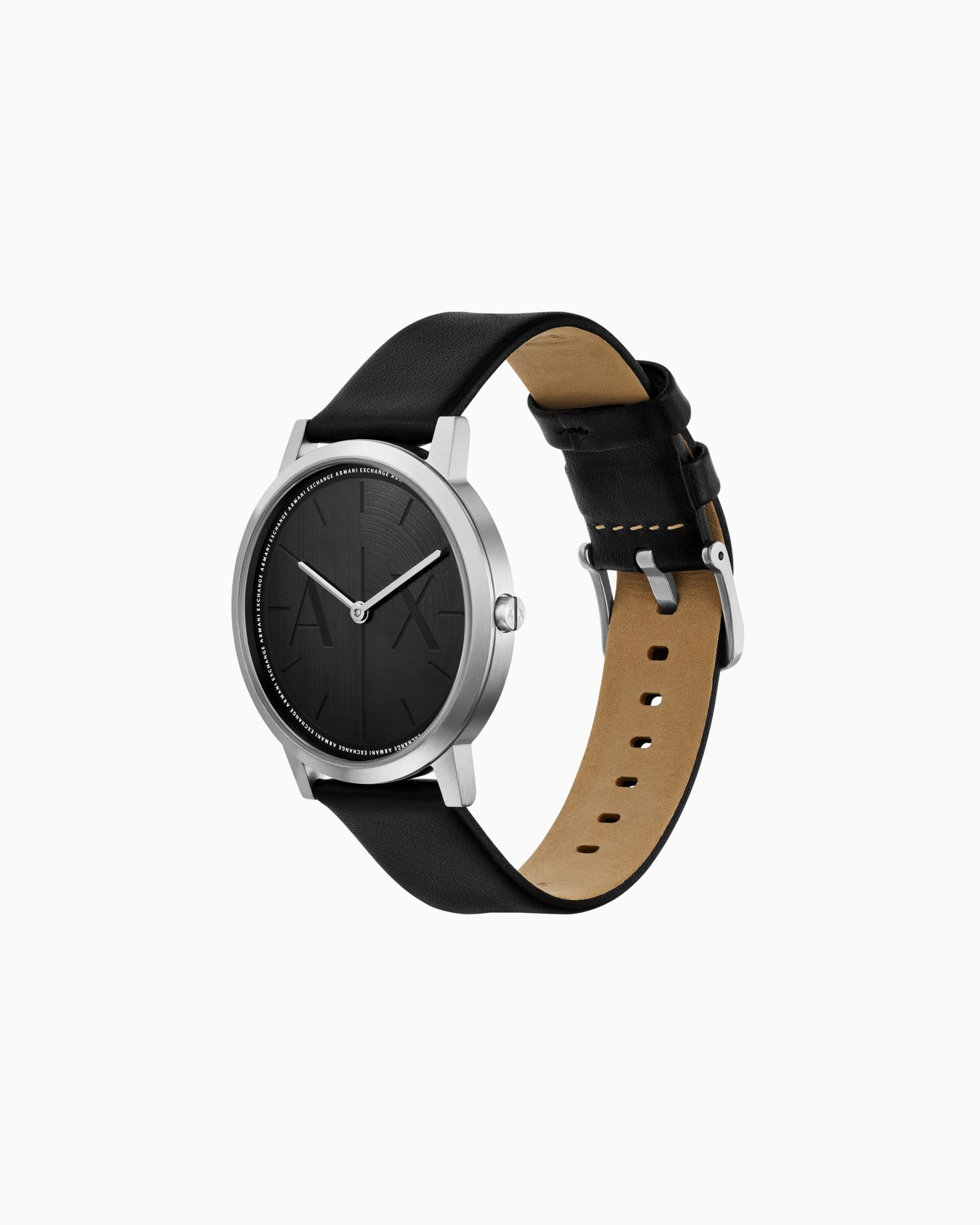 Two-Hand Black Leather Watch and Denim Strap Set Slide 1