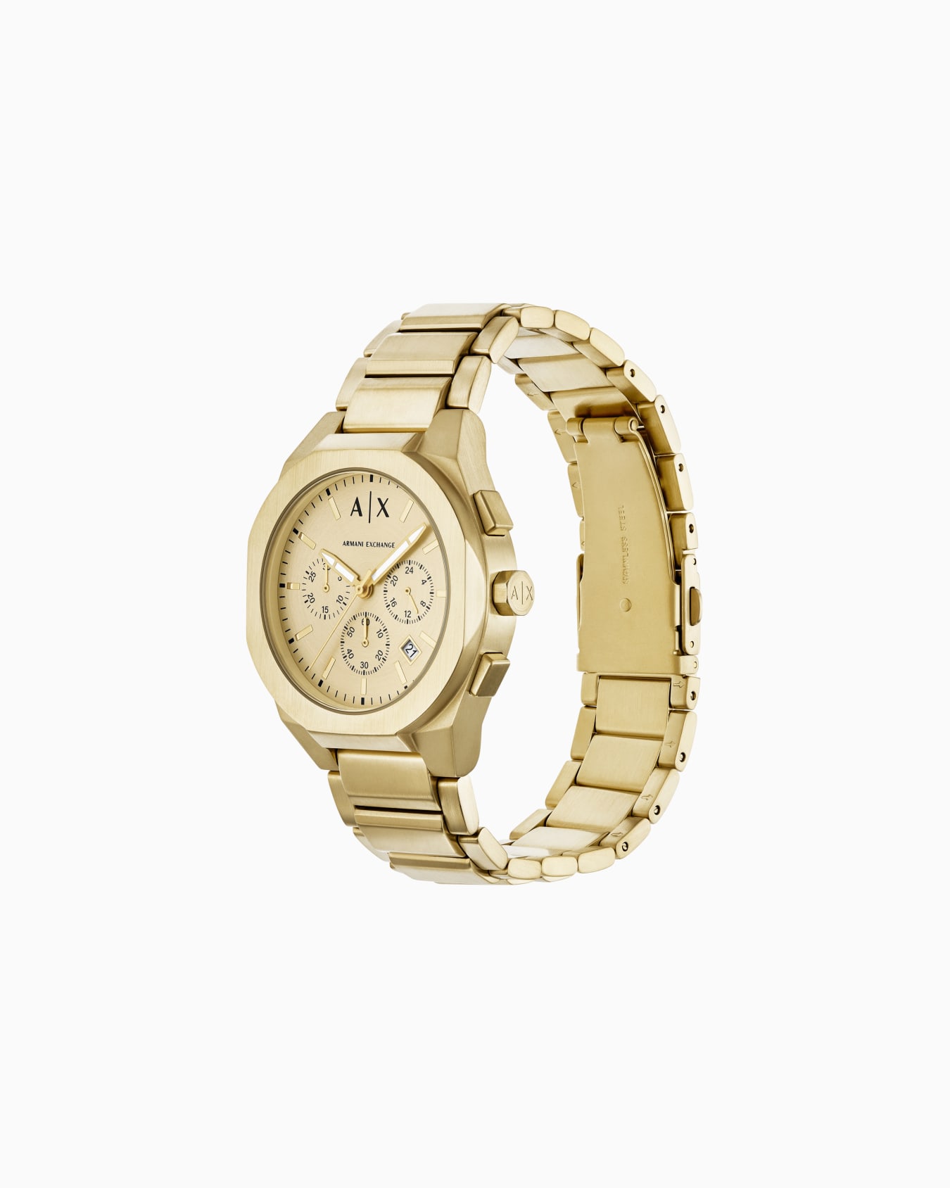 Coffret cadeau avec deux montres chronographes Sync en acier inoxydable couleur or Diapositive 1
