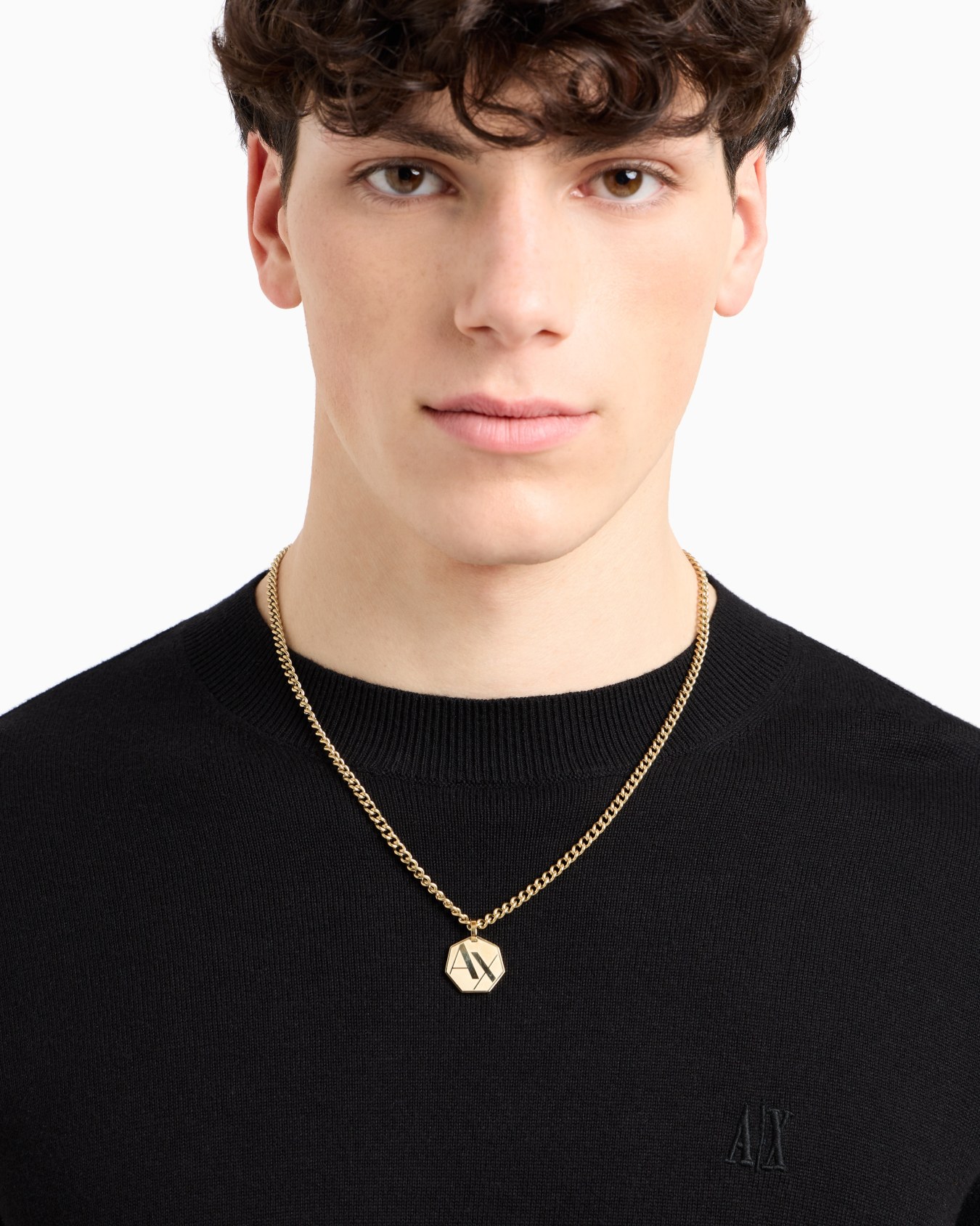  Gold-Tone Stainless Steel Pendant Necklace Slide 1