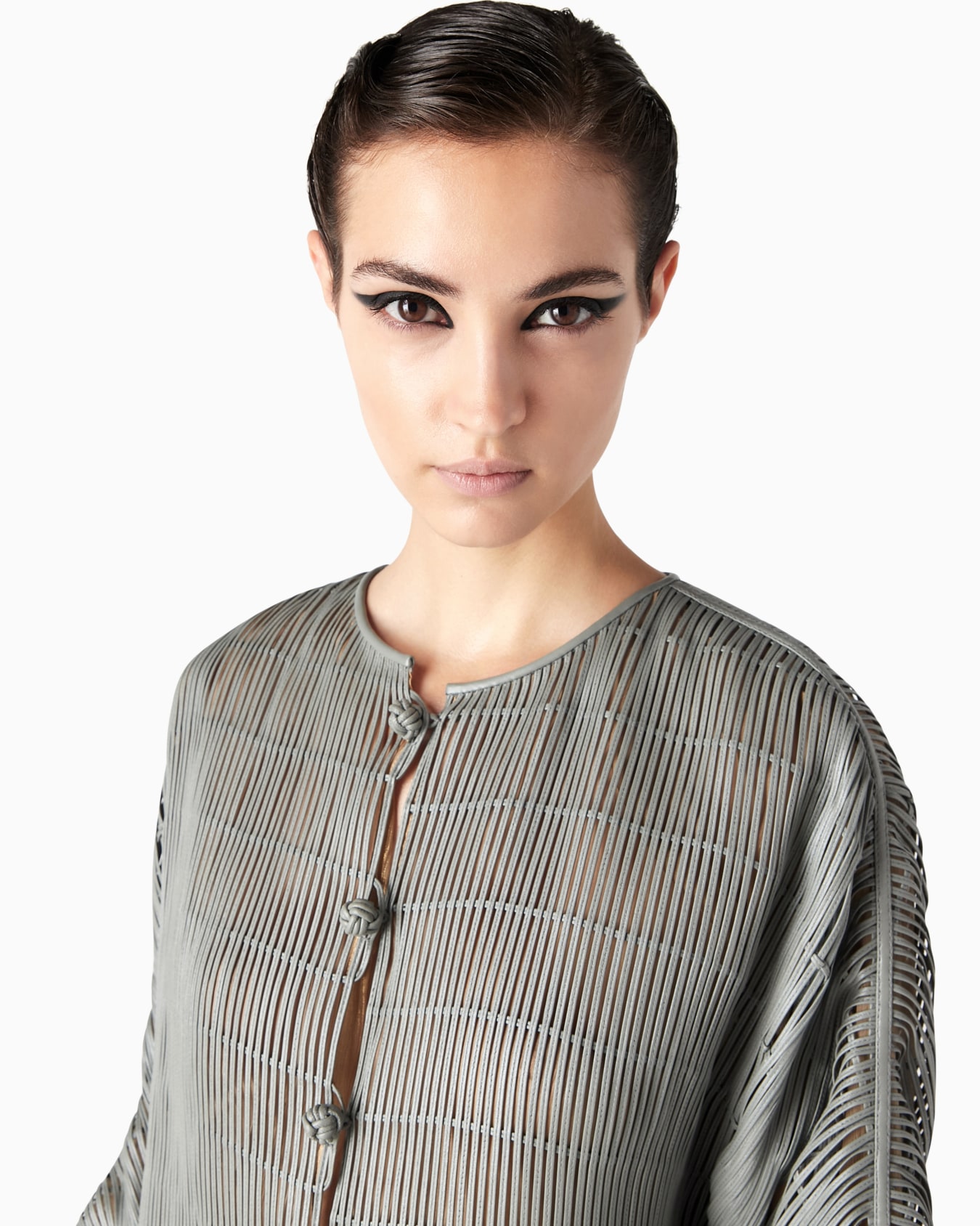 Embroidered iridescent lambskin nappa-leather jacket Slide 4