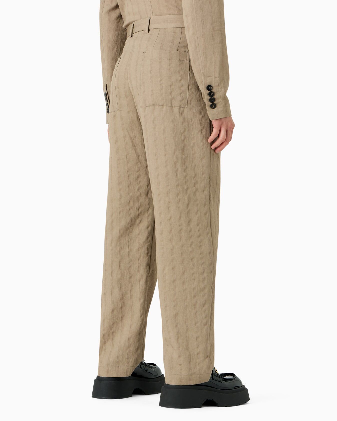 Pantalon en viscose mélangée douce au toucher avec motif rayé ton sur ton Diapositive 3
