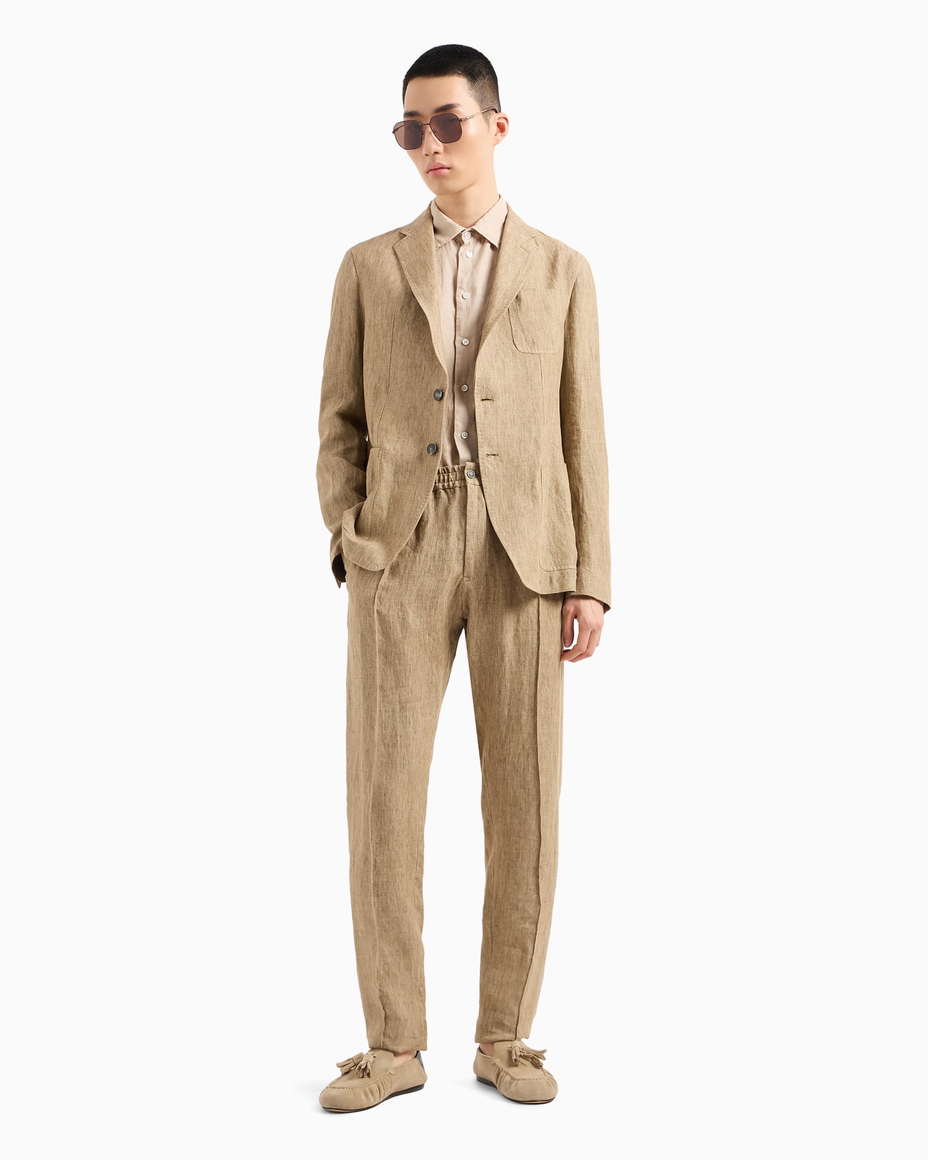 Camicia collo francese in lino tinto capo Slide 3