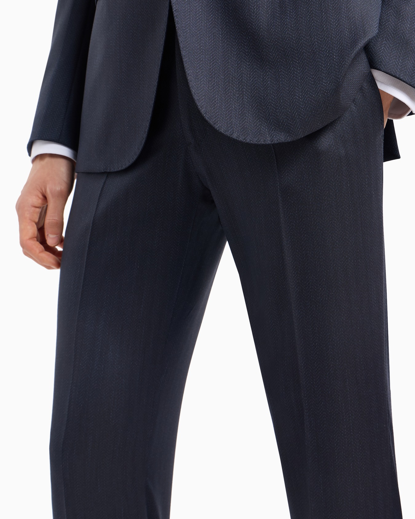 Traje slim fit de abotonadura sencilla en lana superfina con motivo chevrón a rayas Diapositiva 5