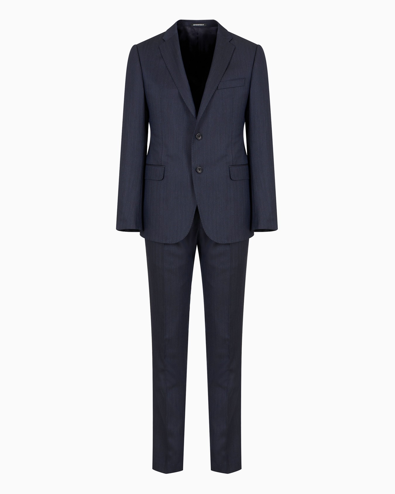 Traje slim fit de abotonadura sencilla en lana superfina con motivo chevrón a rayas Diapositiva 0
