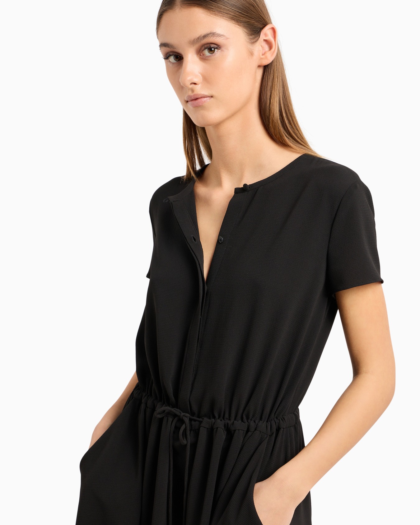 半袖ドレス アーミュアクレープ ドローストリング スライドする 5