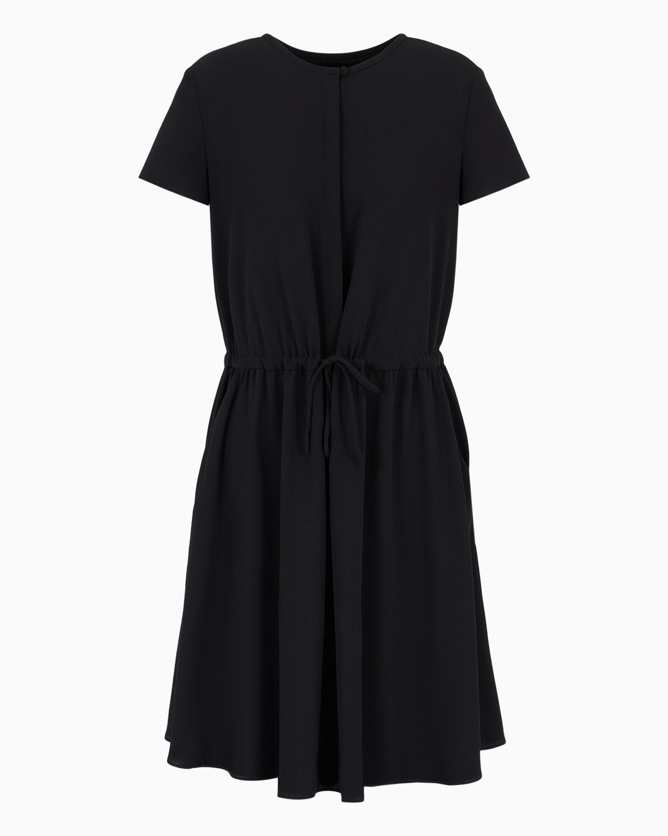 半袖ドレス アーミュアクレープ ドローストリング スライドする 0