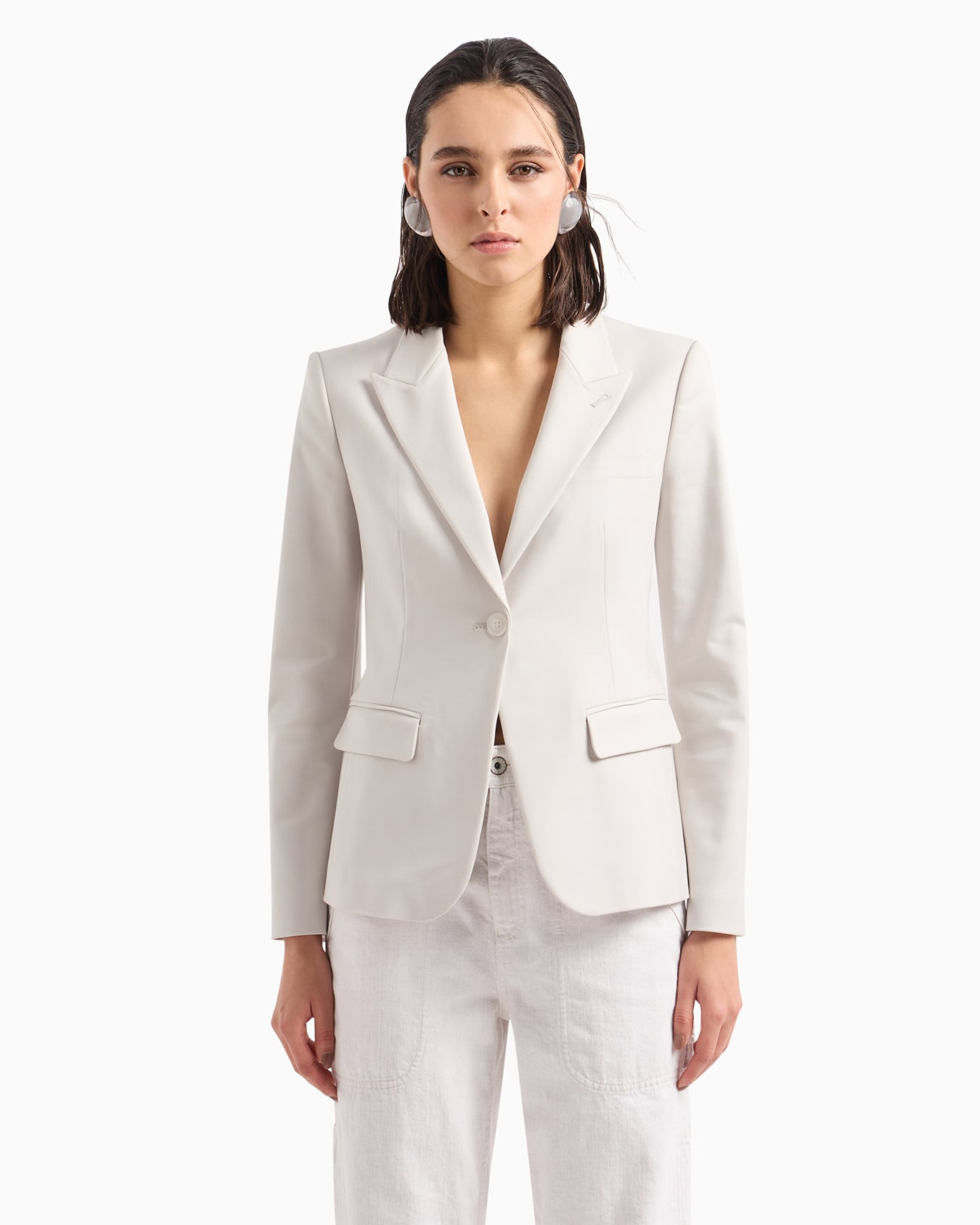 Cotton-blend single-breasted jacket Slide 1