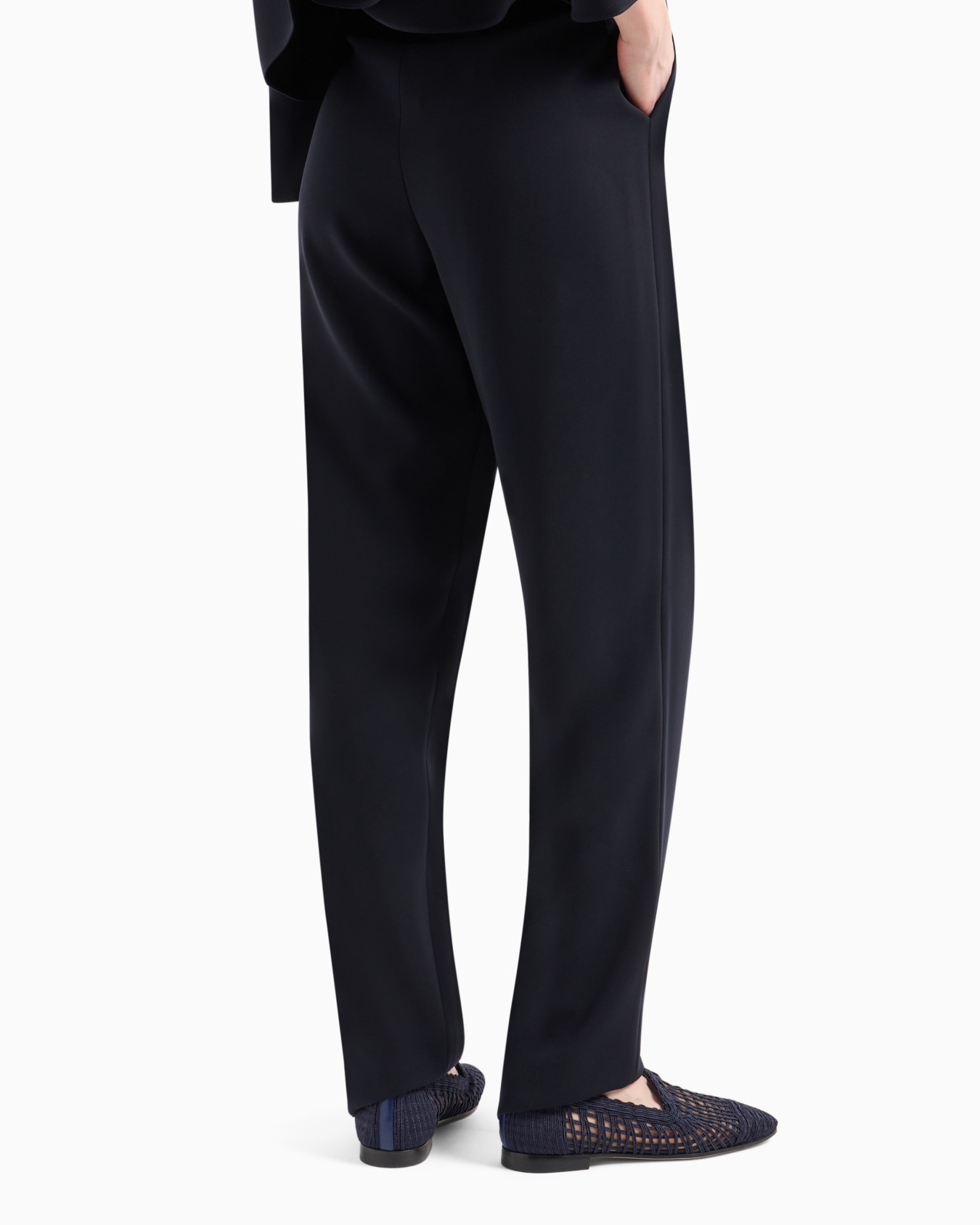 Darted, high-waisted trousers in techno cady Slide 2